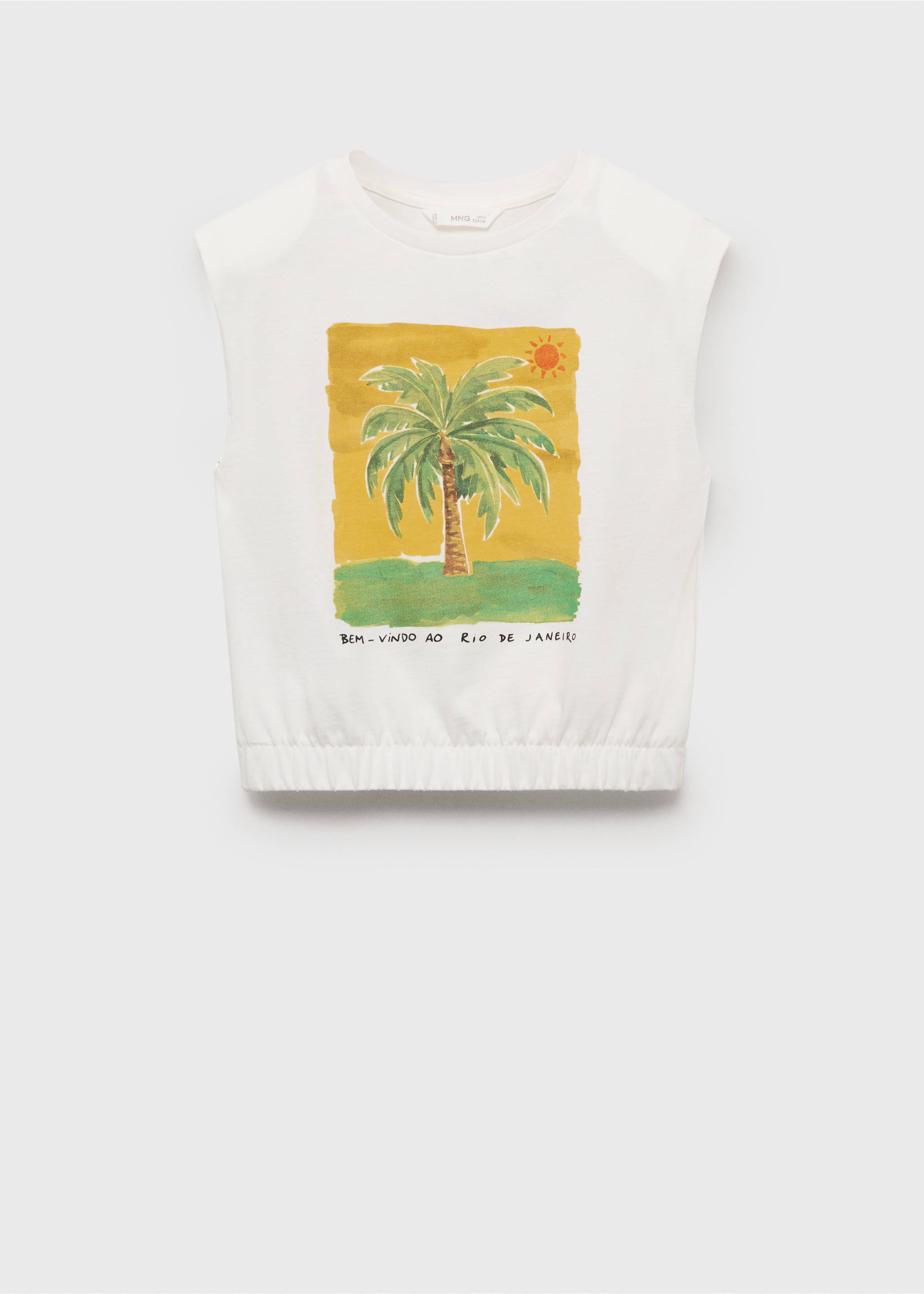 Sleeveless print t-shirt - Article without model, Off White. Ref: 17031194-00.
