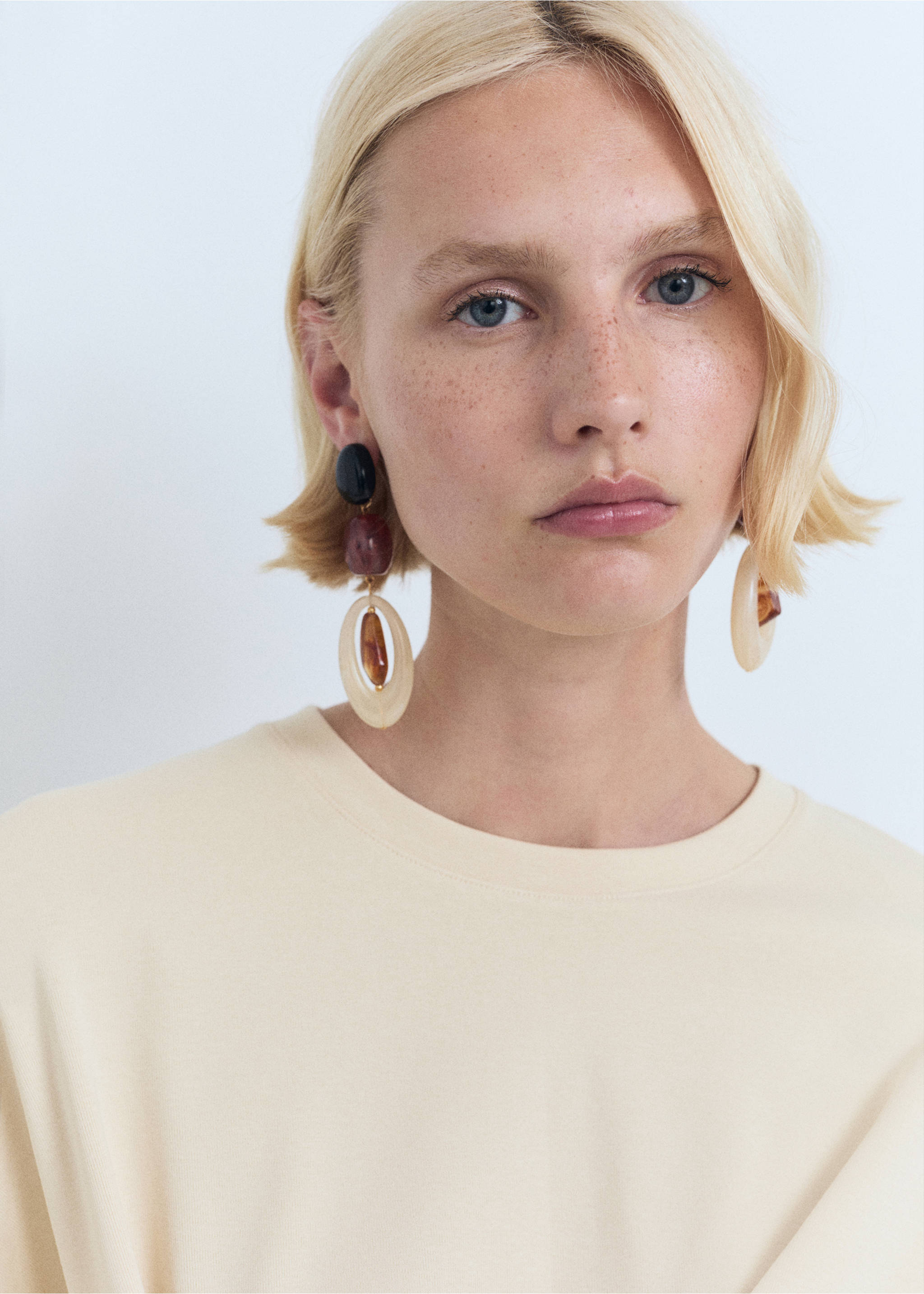 Knot cotton t-shirt - Details of the article 1, Vanilla. Ref: 17031200-00.