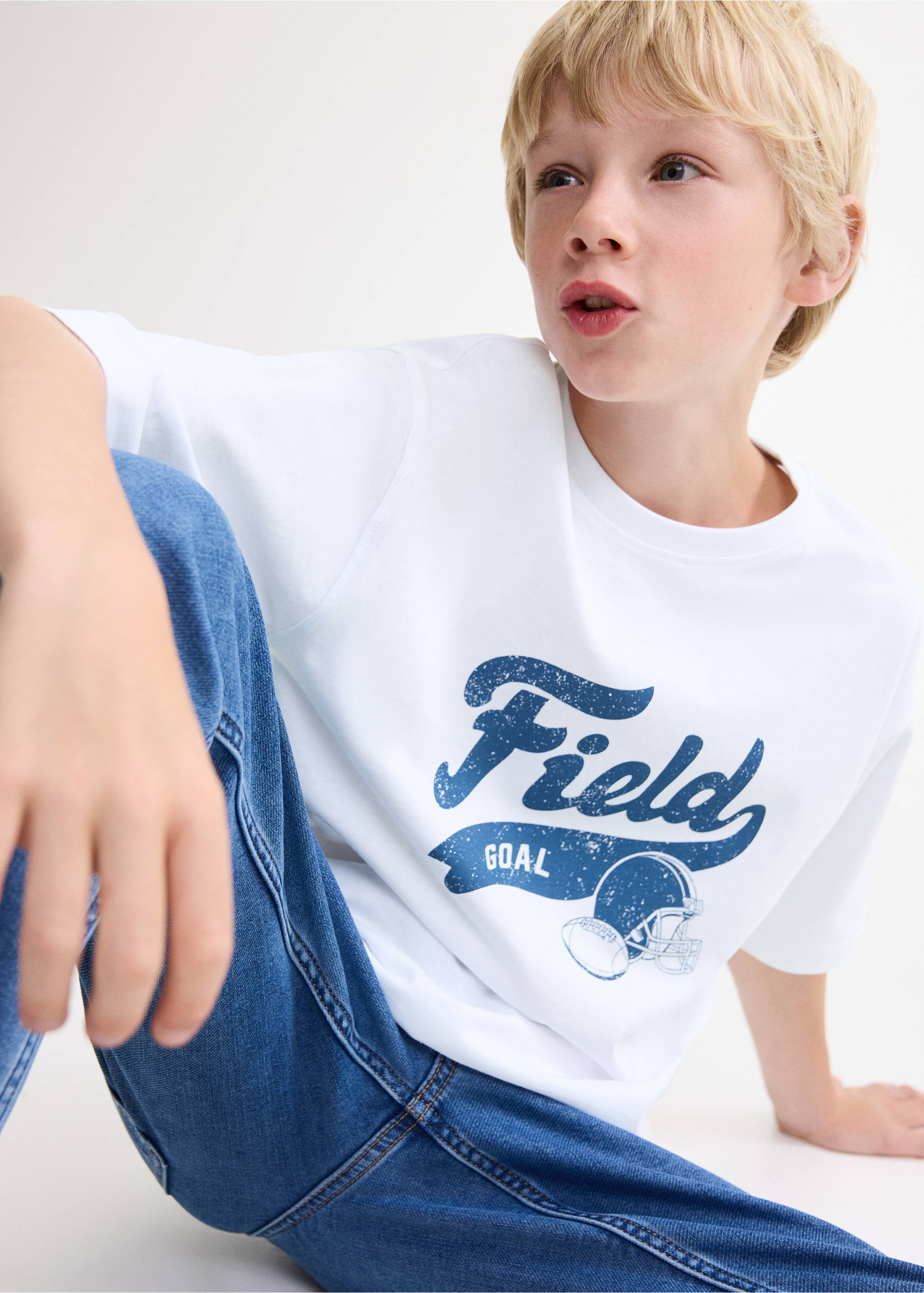 Kurzärmliges Print-T-Shirt - Mittlere Ansicht, Weiß. Ref: 17031202-00.