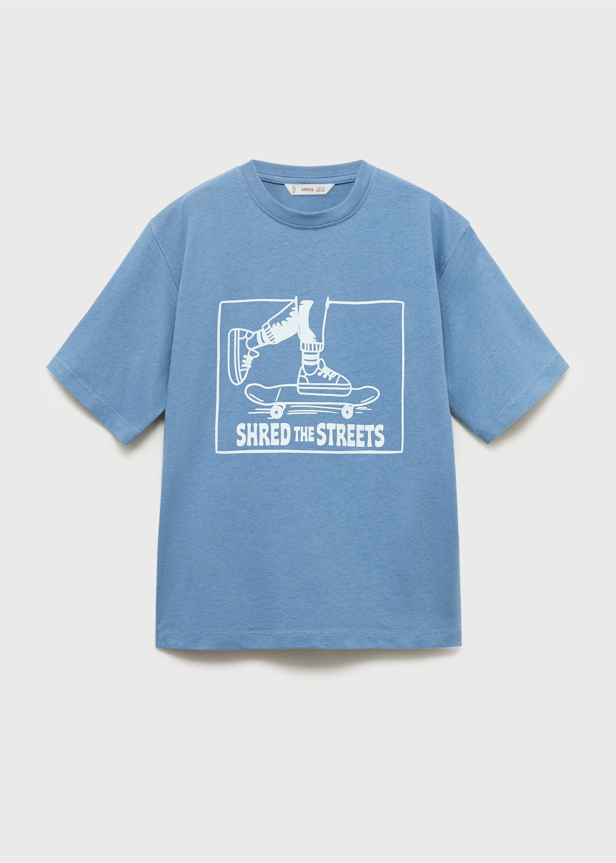 Short-sleeved printed t-shirt - Article without model, Blue. Ref: 17031203-00.