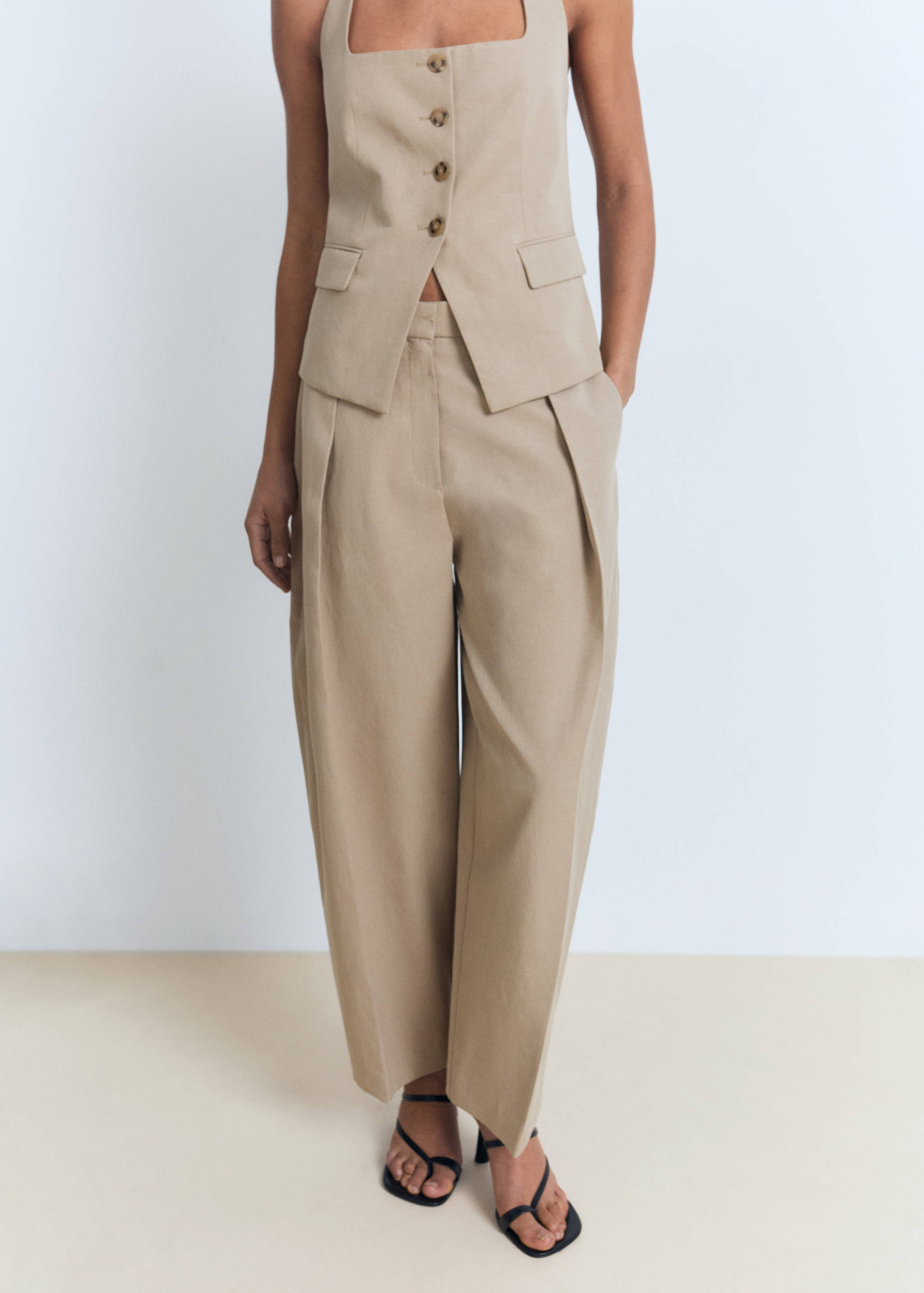Linen-blend balloon suit trousers - Medium plane