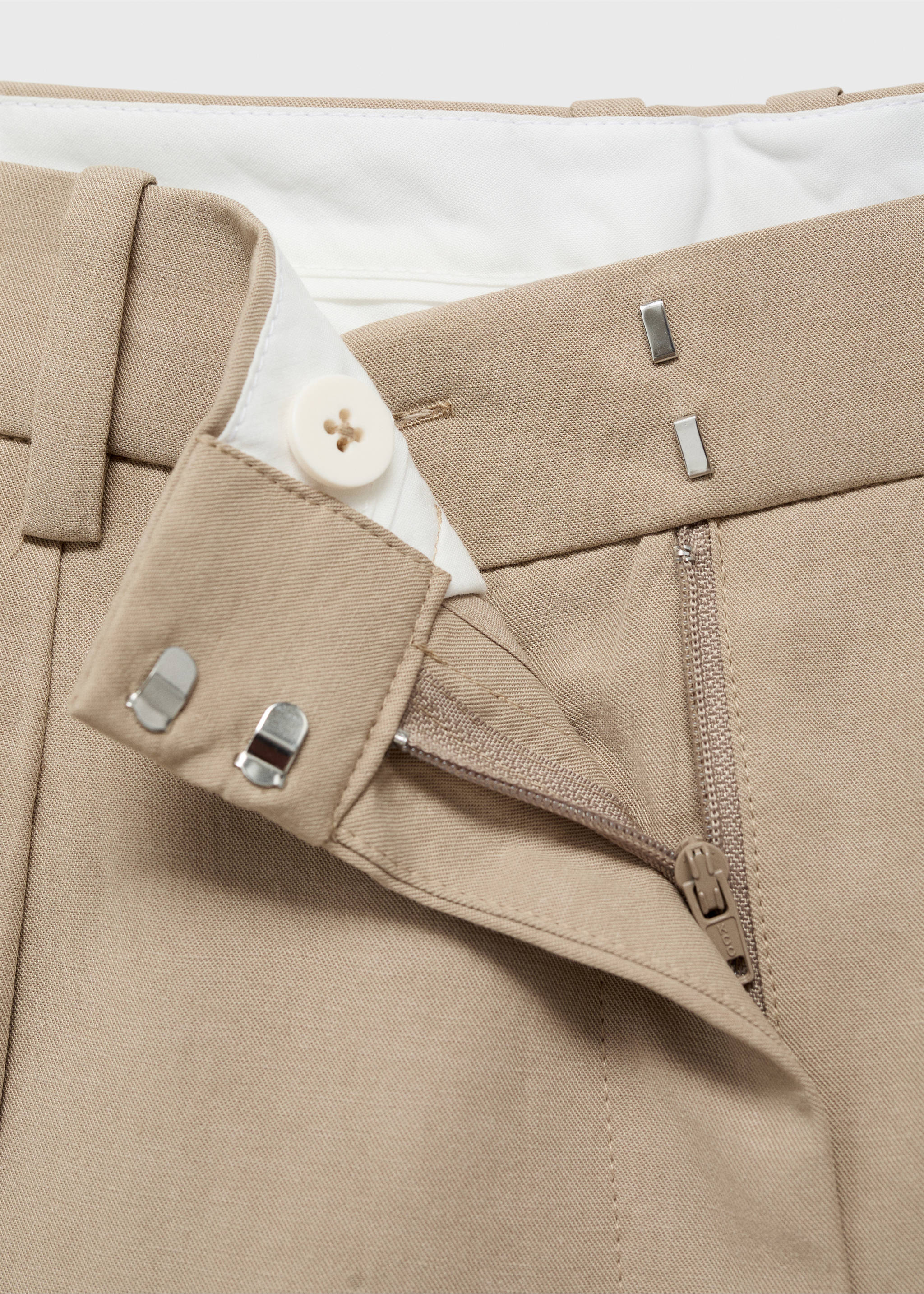 Linen-blend balloon suit trousers - Details of the article 8, Medium Brown. Ref: 17031206-00.