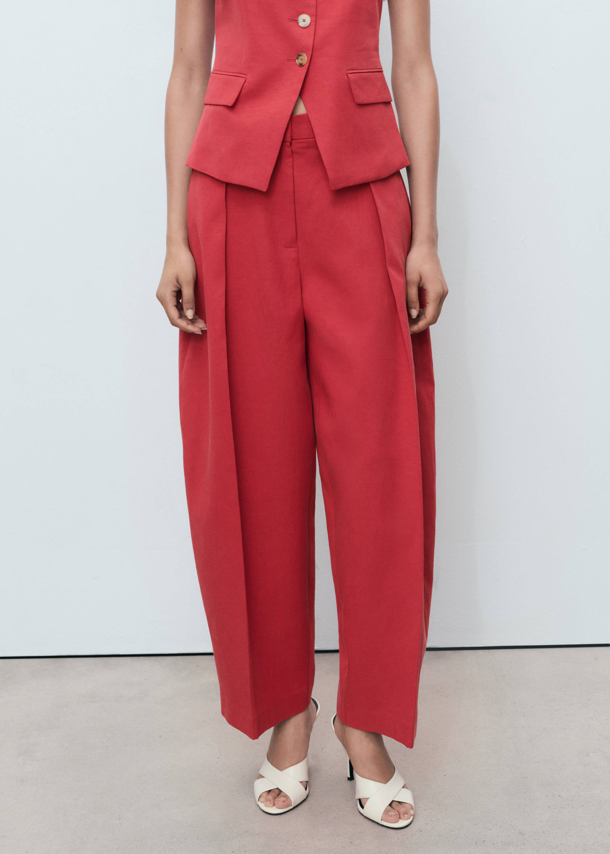 Linen-blend balloon suit trousers - Medium plane