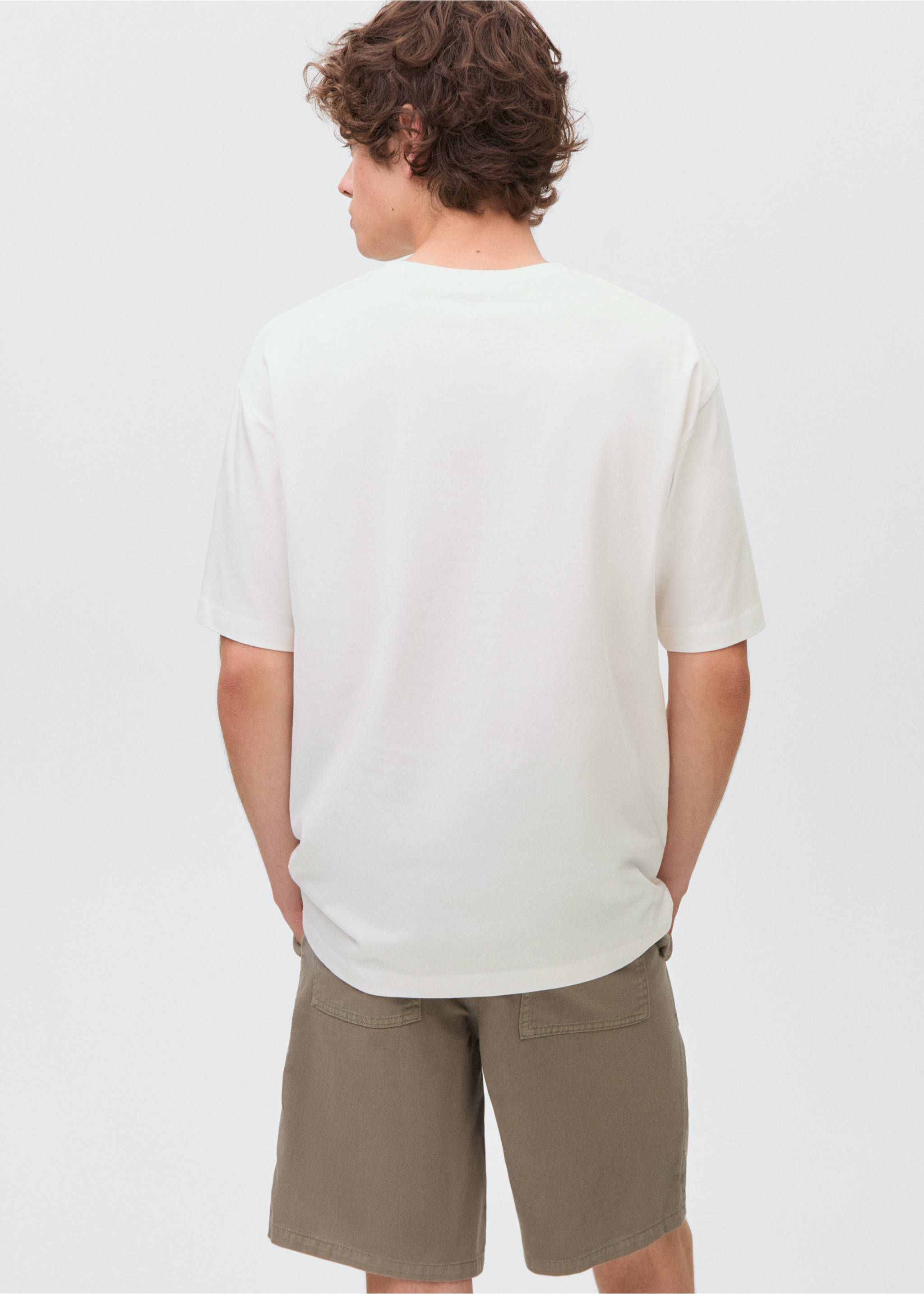 Camiseta algodón básica - Reverso del artículo, Blanco roto. Ref: 17031212-00.