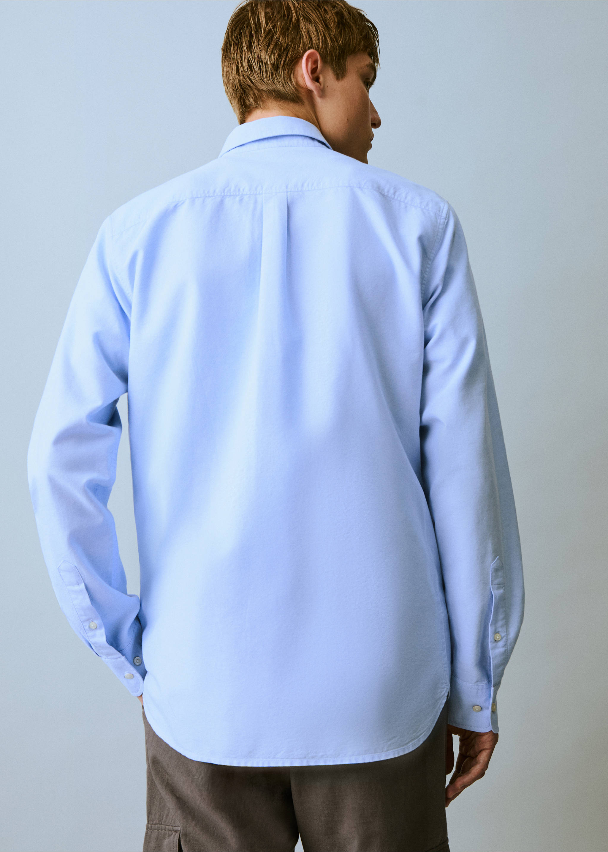 Camisa Oxford algodão - Verso do artigo, Azul-celeste. Ref: 17031215-00.