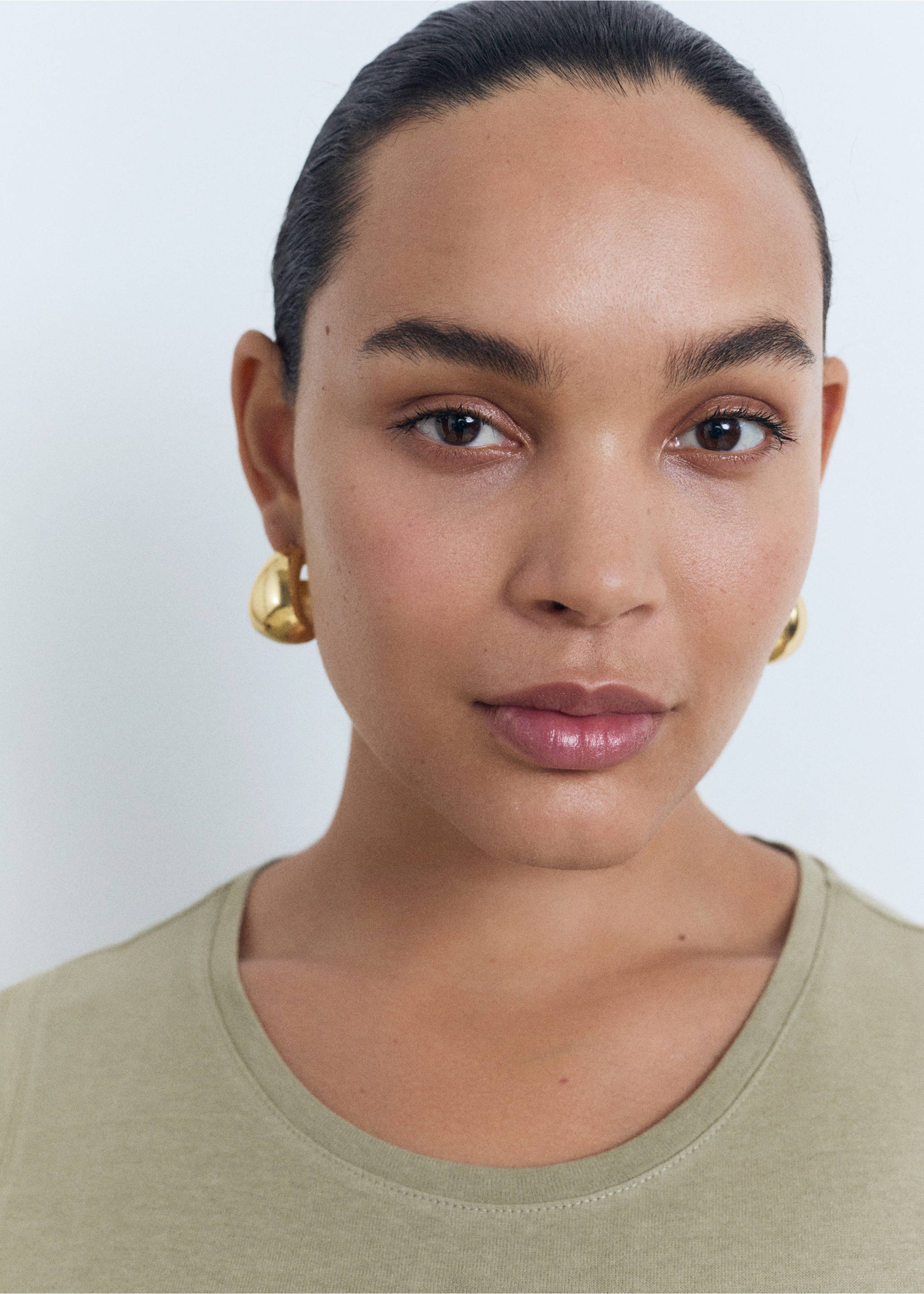 Vestit midi cotó nus - Detall de l'article 4, Caqui. Ref: 17031217-00.