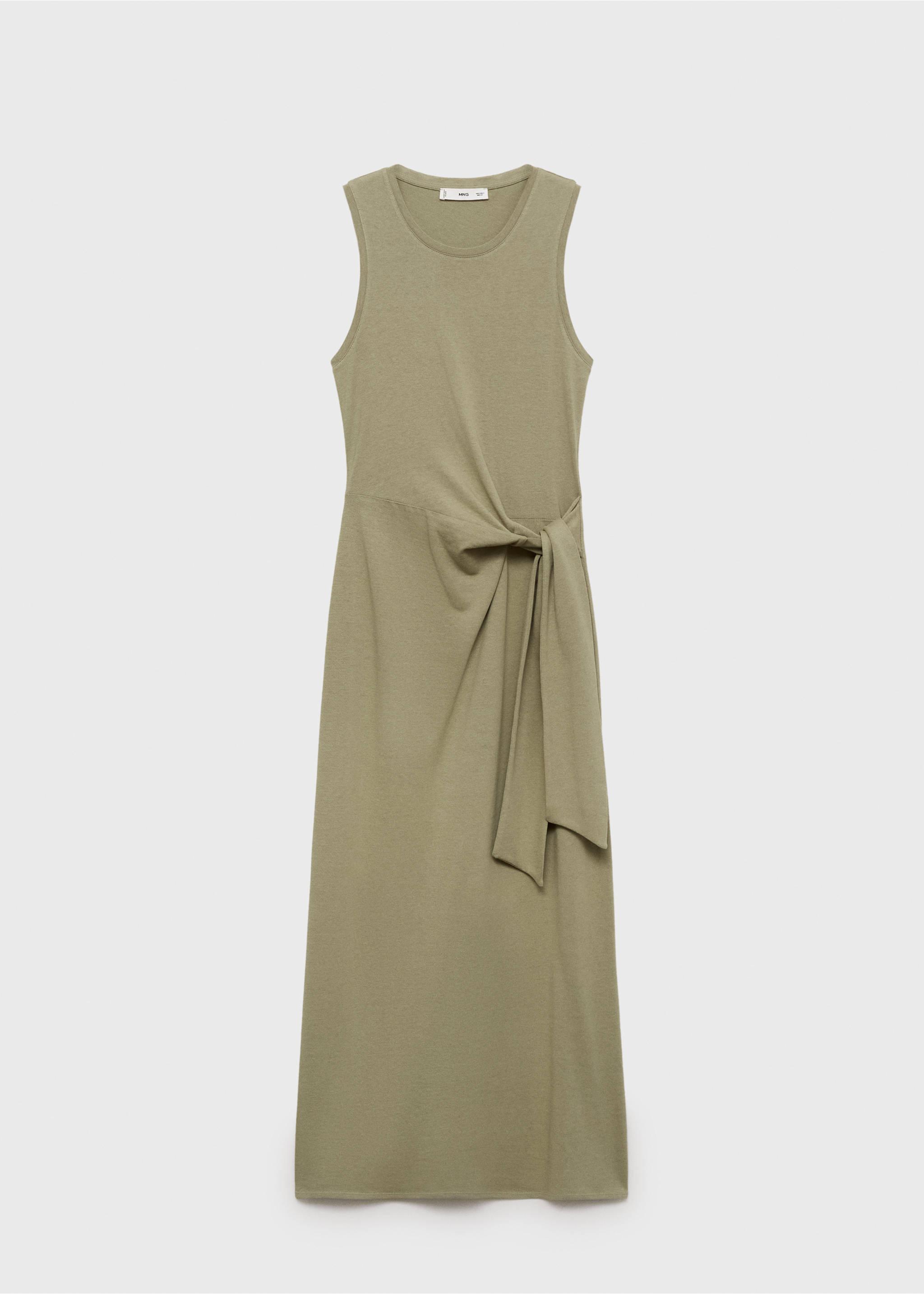 Cotton midi-dress with knot detail - Article without model, Khaki. Ref: 17031217-00.