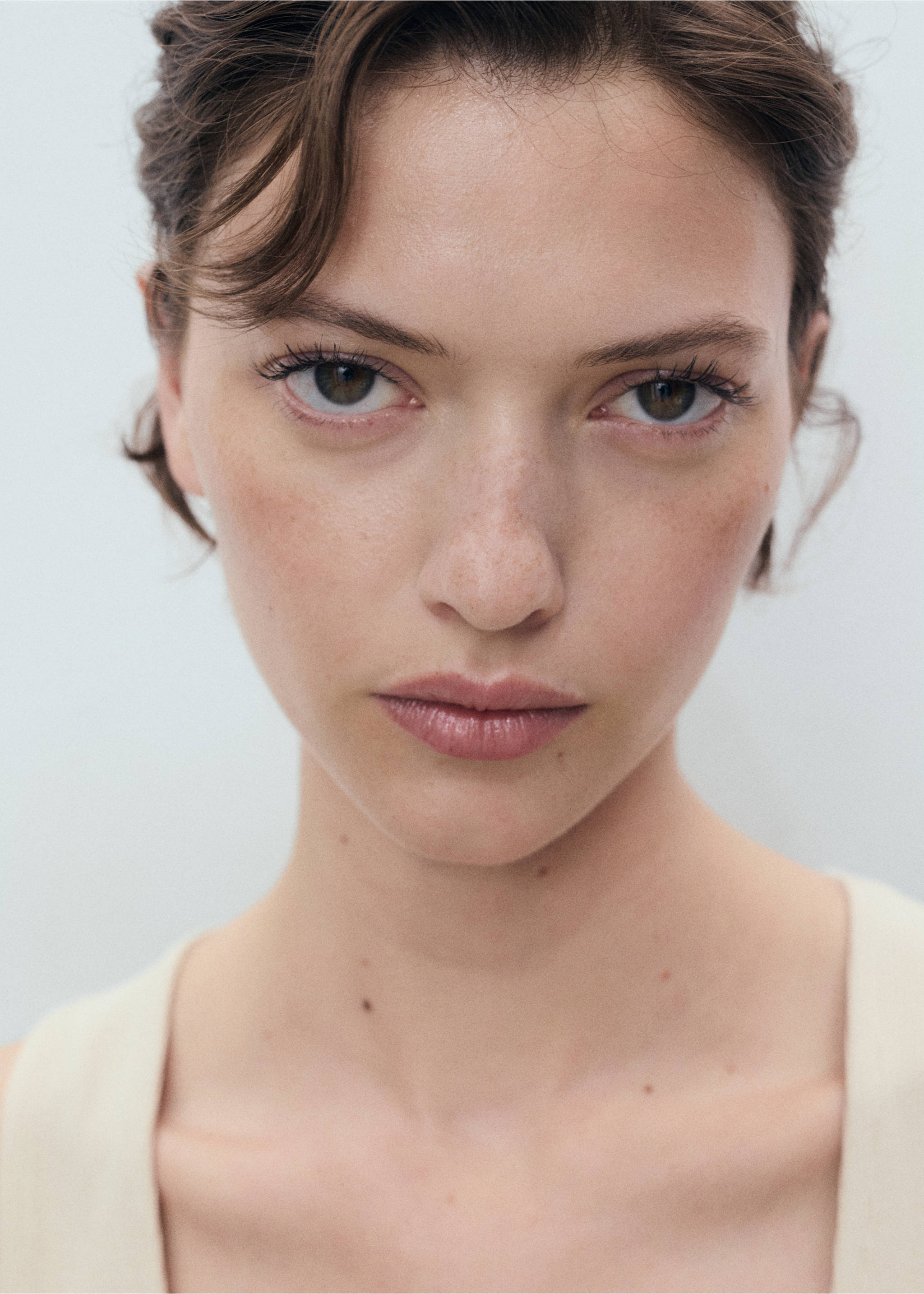 Robe évasée tissu combiné - Détail de l'article 1, Écru. Ref: 17031219-00.