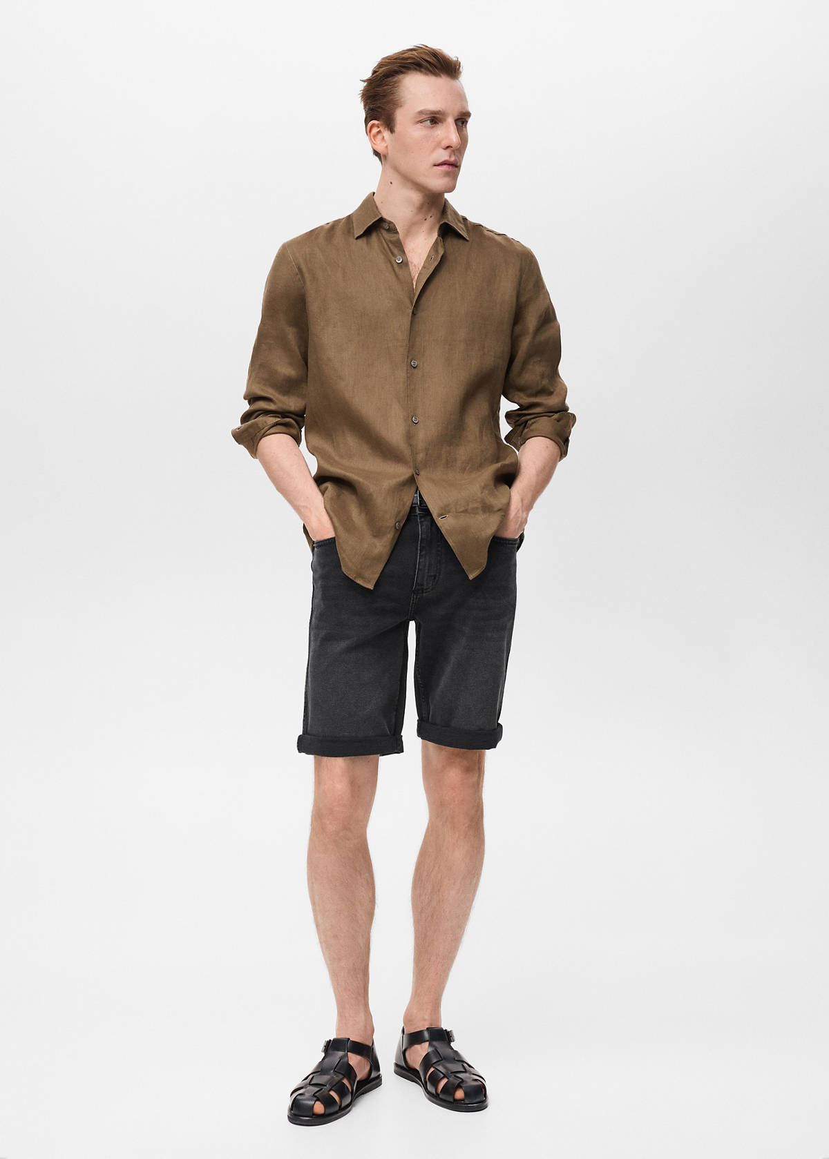 Slim-fit denim bermuda shorts