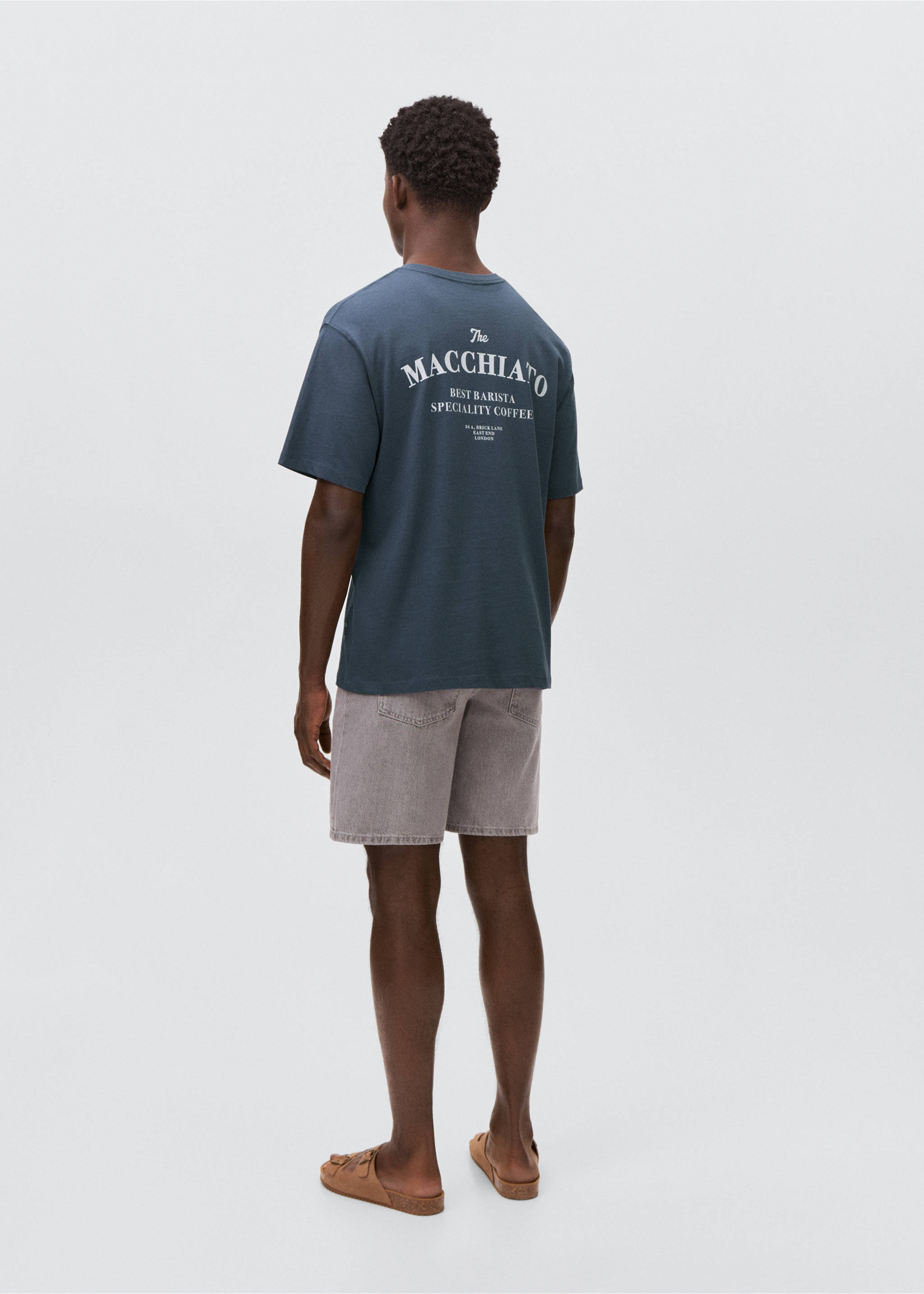 Kurzärmliges Print-T-Shirt - Rückseite des Artikels, Marineblau. Ref: 17031227-00.