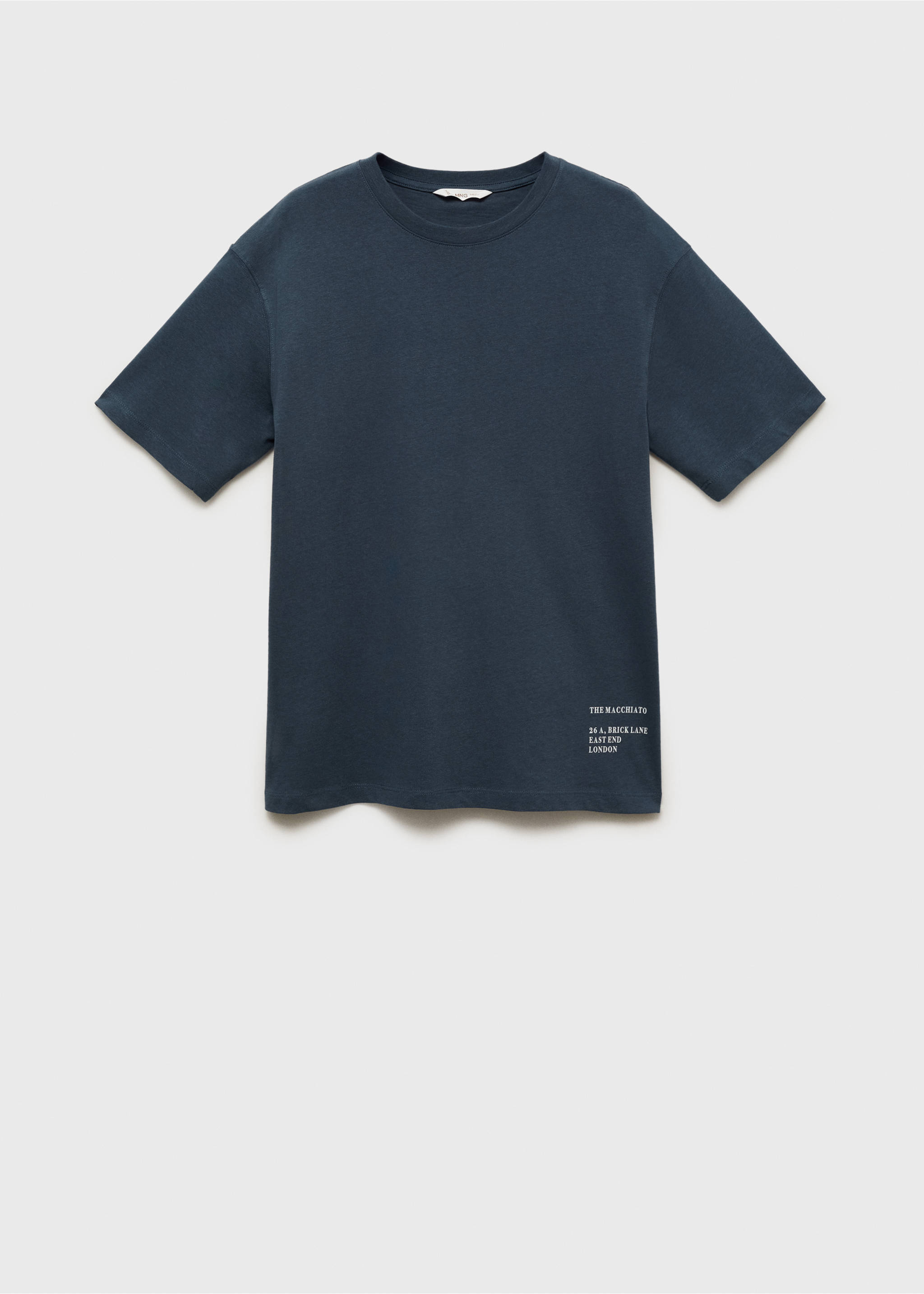 Kurzärmliges Print-T-Shirt - Artikel ohne Model, Marineblau. Ref: 17031227-00.