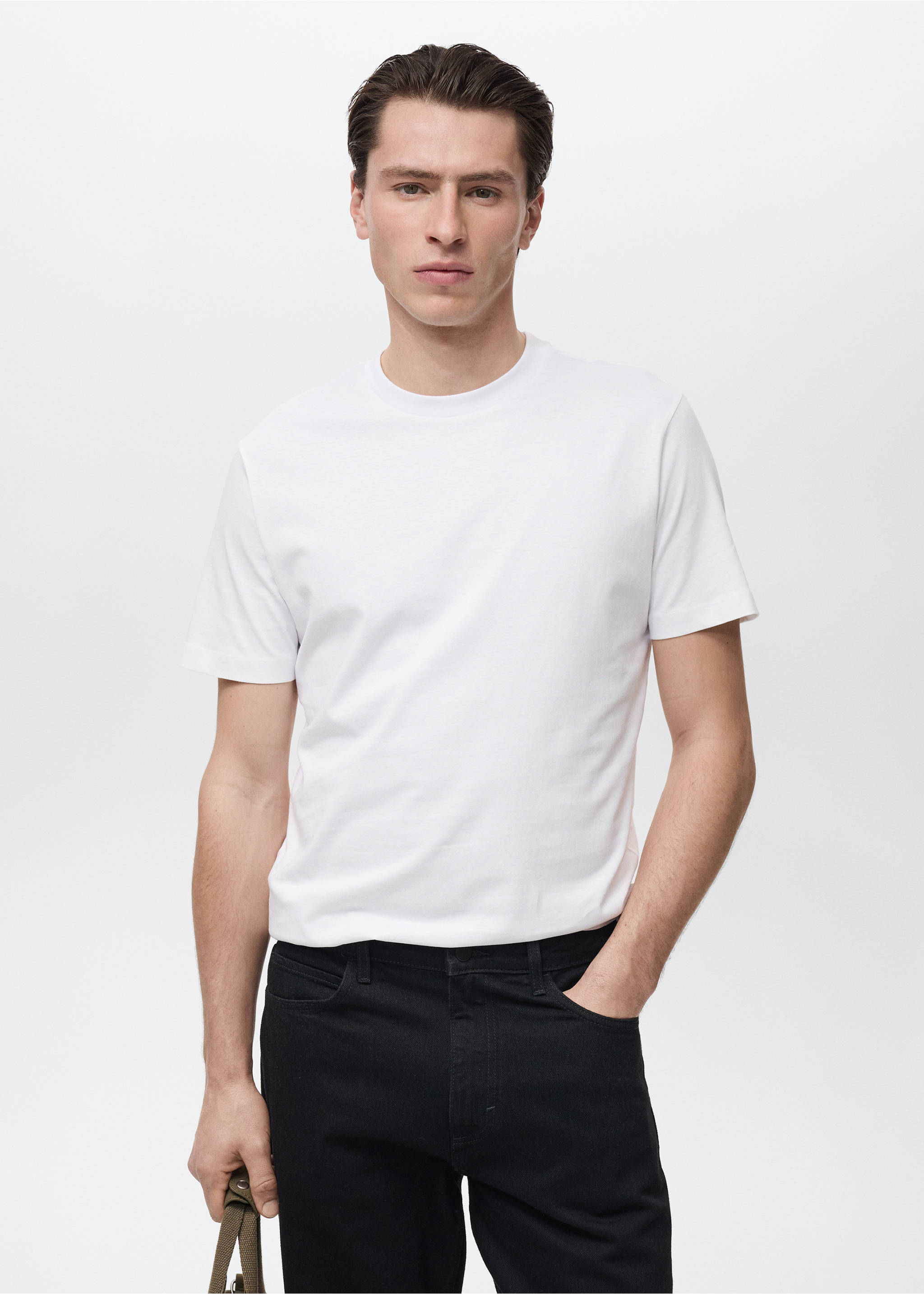 100% cotton slim-fit t-shirt - Medium plane, White. Ref: 17031230-00.