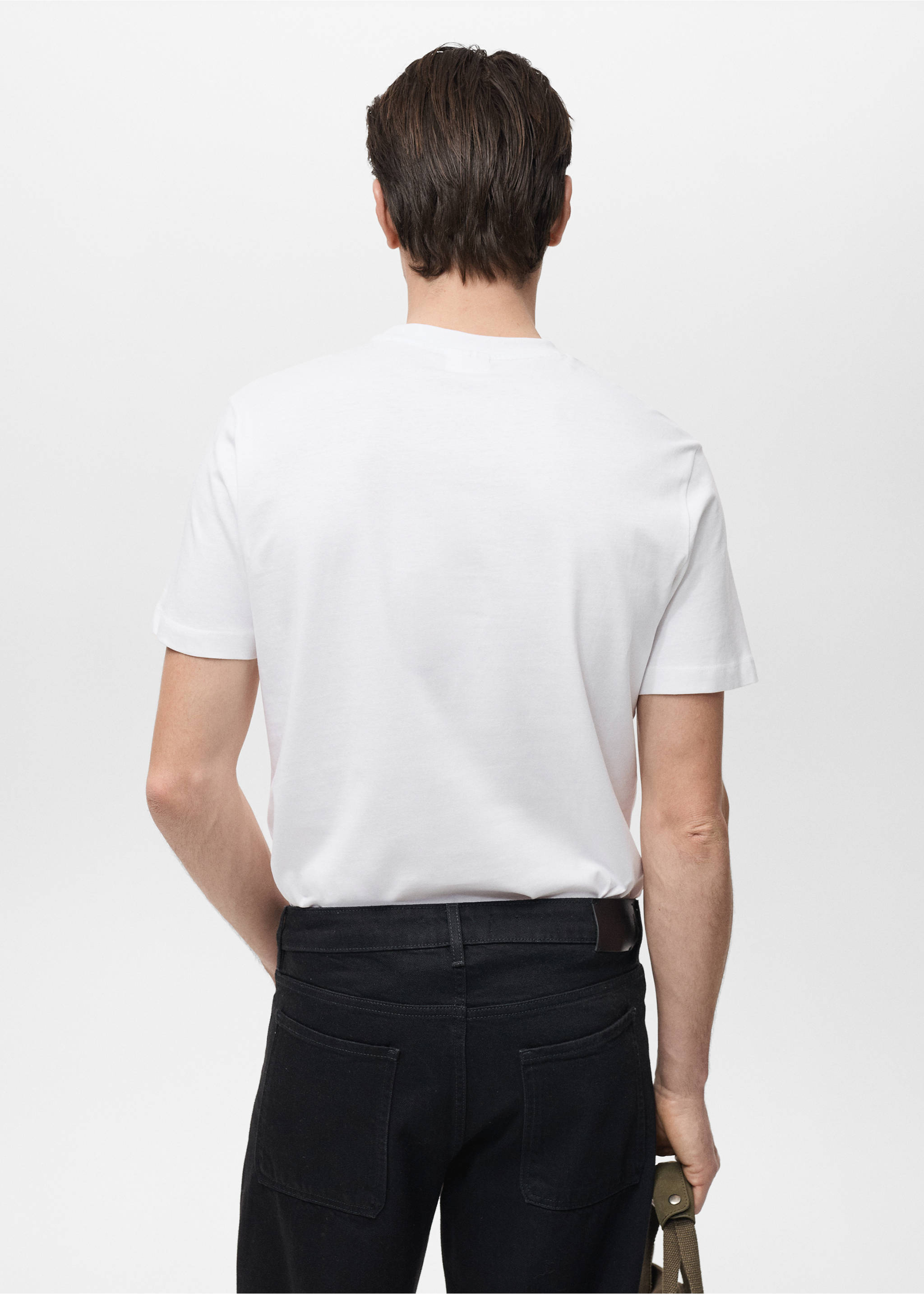 100% cotton slim-fit t-shirt - Reverse of the article, White. Ref: 17031230-00.