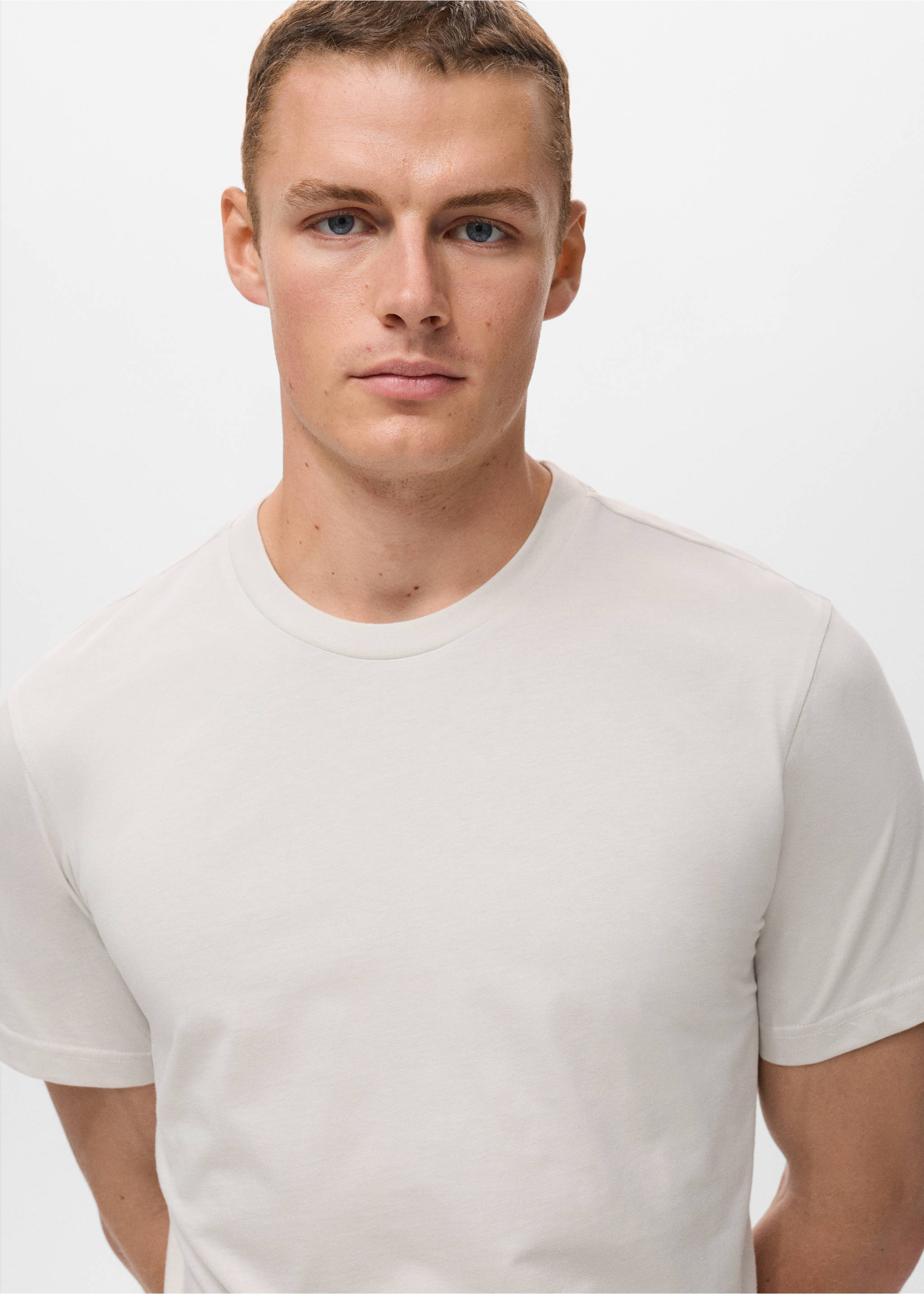 100% cotton slim-fit t-shirt - Details of the article 1, Ice Grey. Ref: 17031230-00.