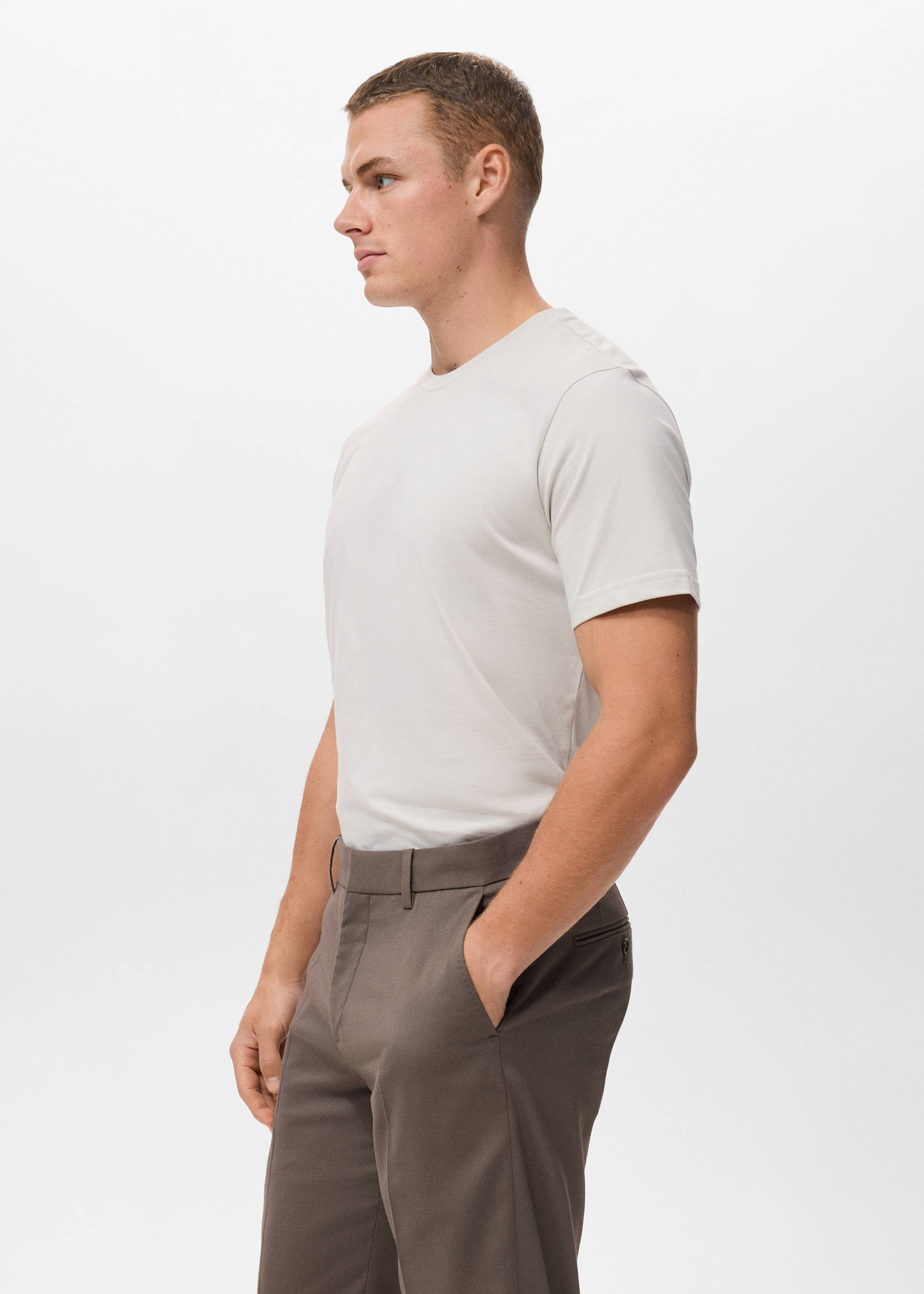 100% cotton slim-fit t-shirt - Details of the article 2, Ice Grey. Ref: 17031230-00.