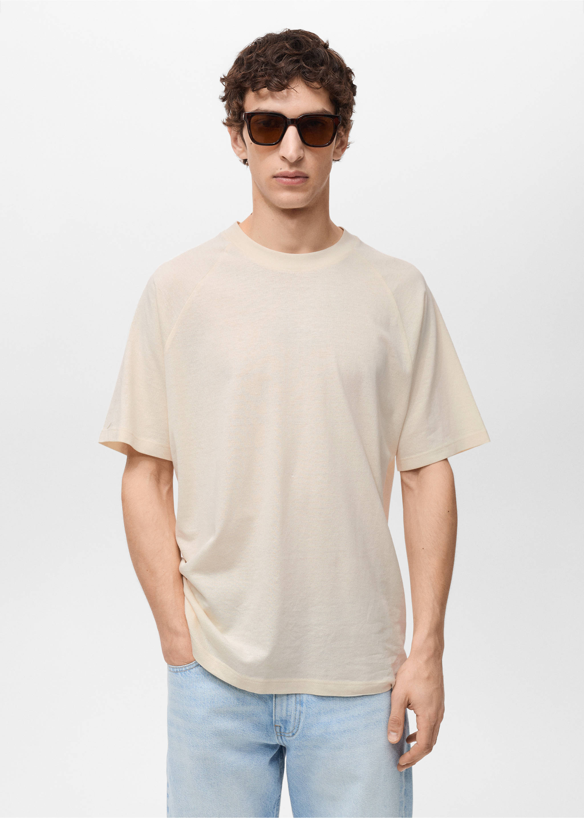 Relaxed-fit cotton-linen t-shirt - Medium plane, Sand. Ref: 17031231-00.