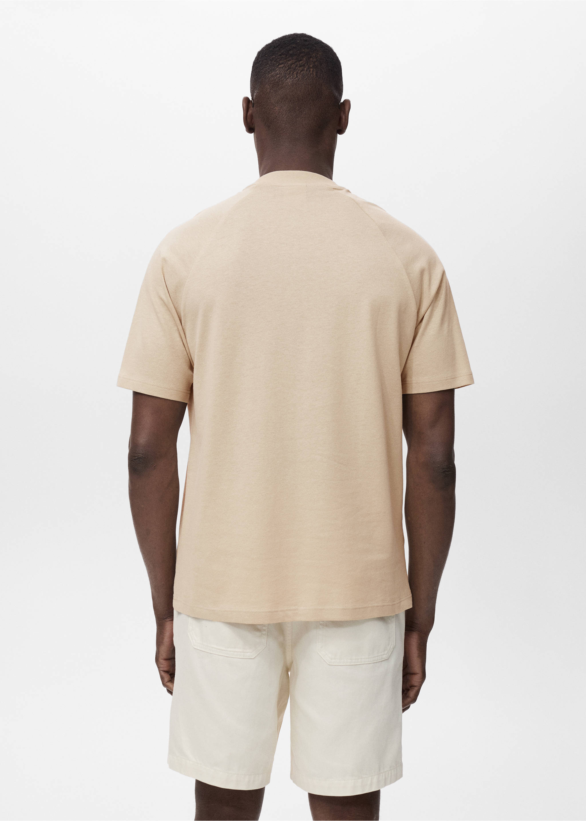 Relaxed-Fit-T-Shirt aus Baumwolle mit Leinen - Rückseite des Artikels, Beige. Ref: 17031231-00.