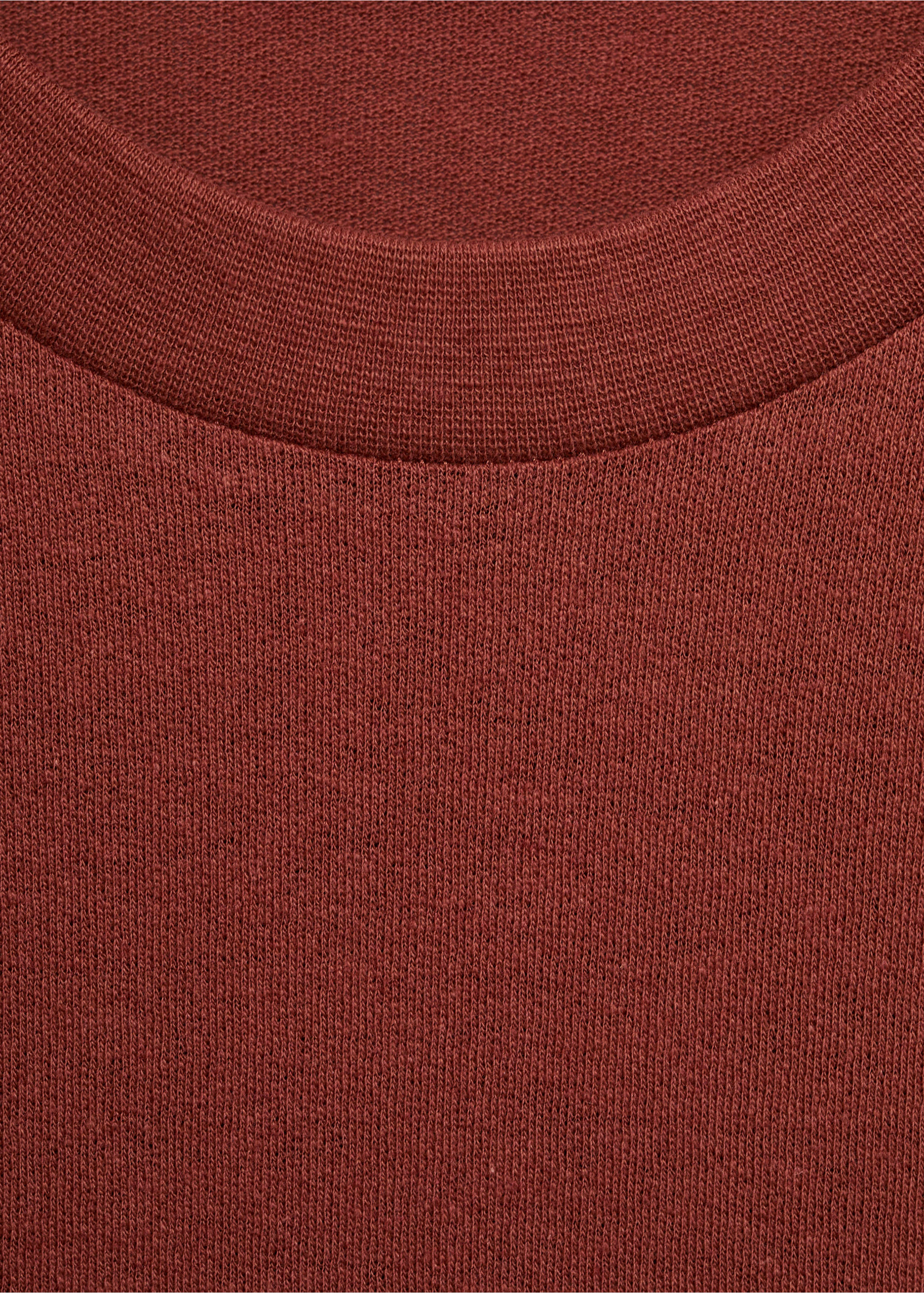 Relaxed-Fit-T-Shirt aus Baumwolle mit Leinen - Detail des Artikels 8, Bräunliches Orange. Ref: 17031231-00.