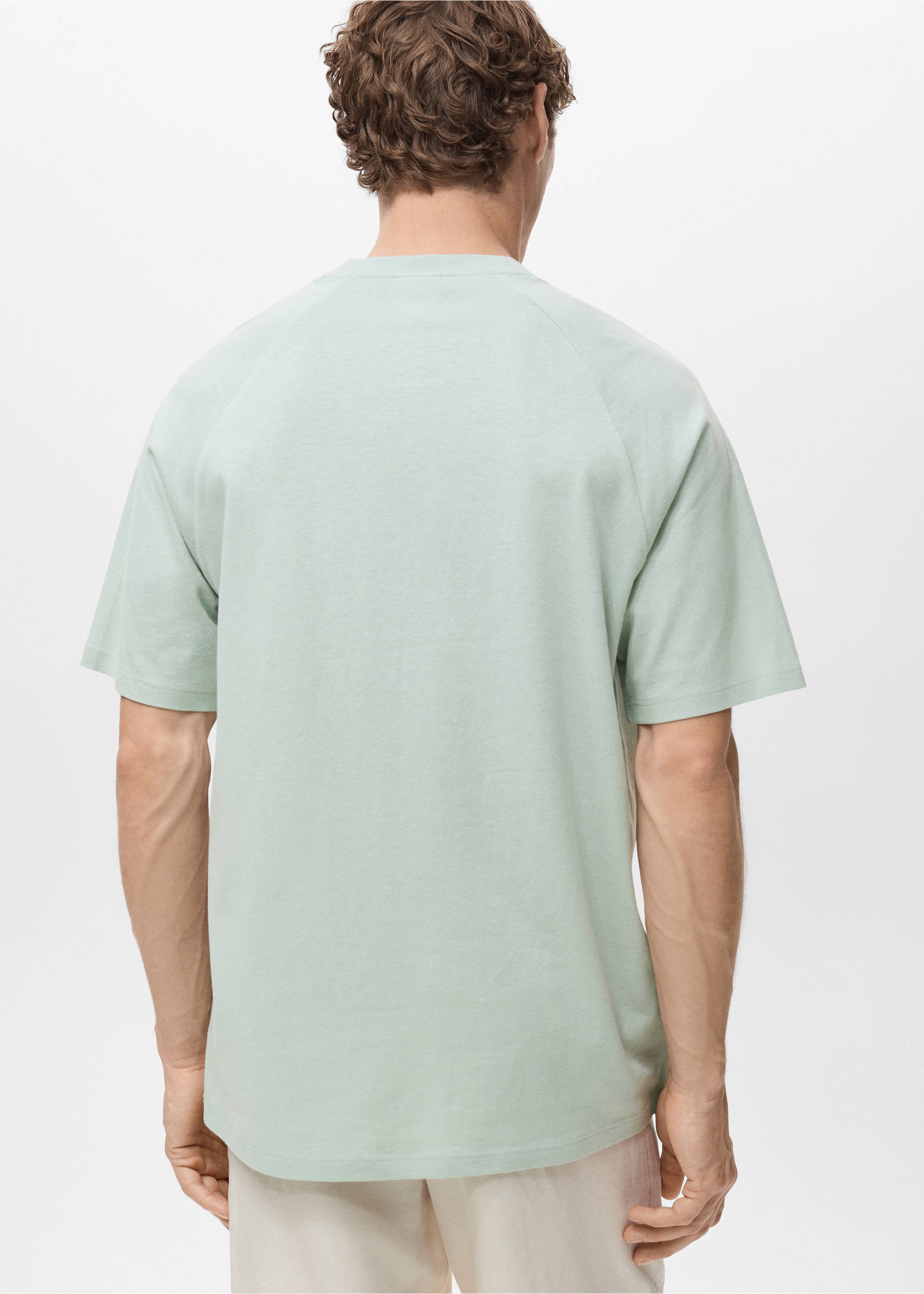 Relaxed-Fit-T-Shirt aus Baumwolle mit Leinen - Rückseite des Artikels, Wassergrün. Ref: 17031231-00.