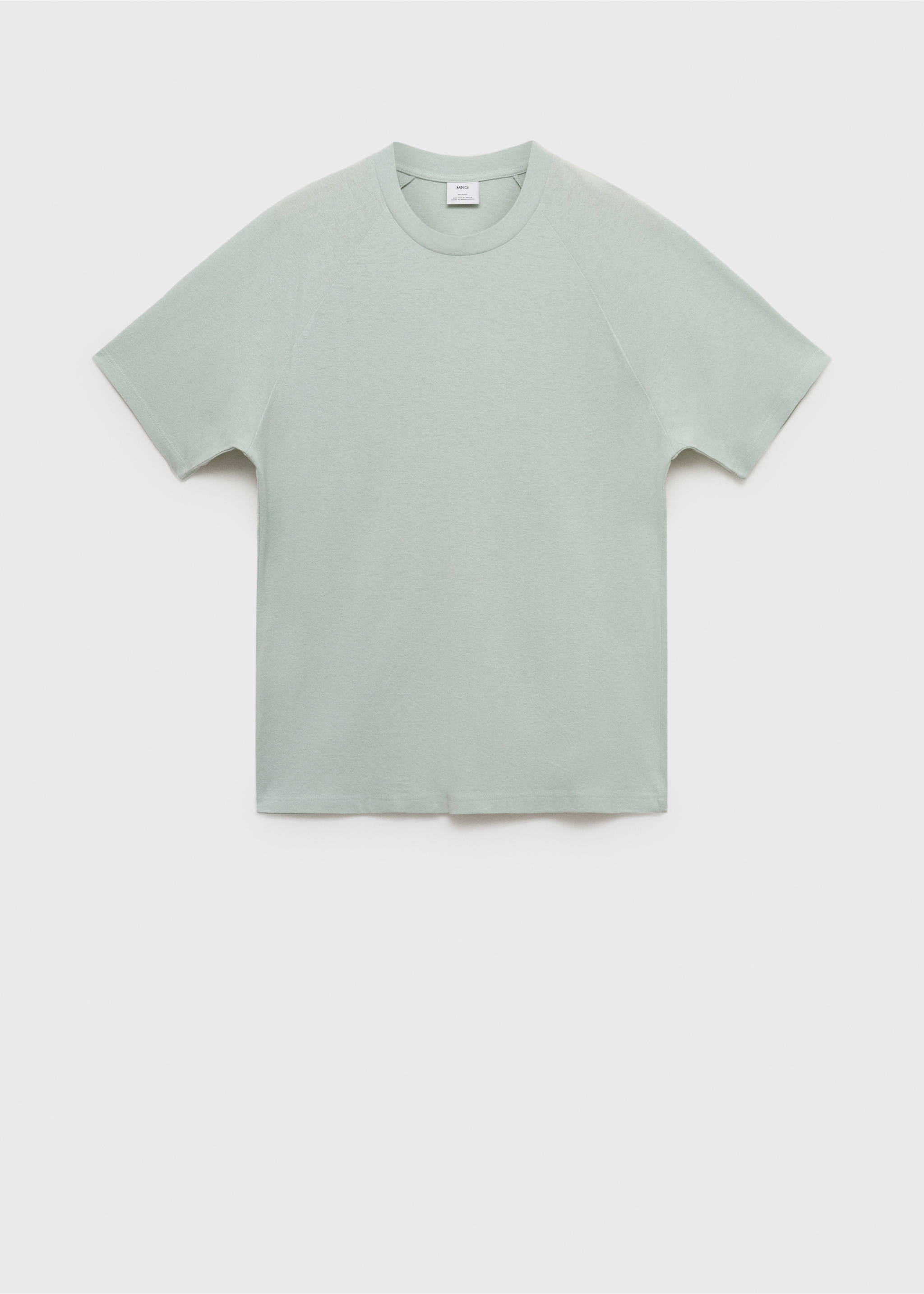 Relaxed-Fit-T-Shirt aus Baumwolle mit Leinen - Artikel ohne Model, Wassergrün. Ref: 17031231-00.