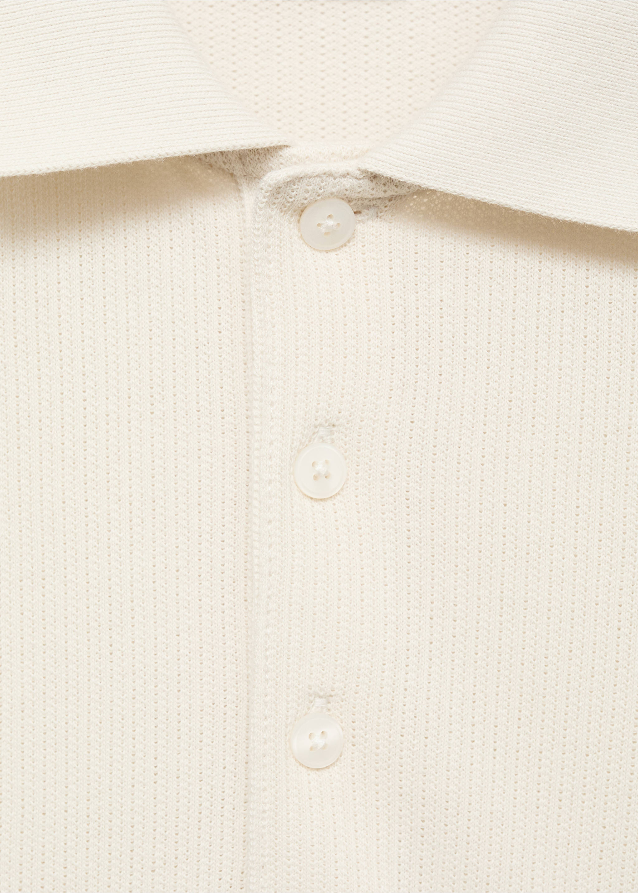 Fine rib-knit polo shirt - Details of the article 8, Ivory White. Ref: 17031232-00.