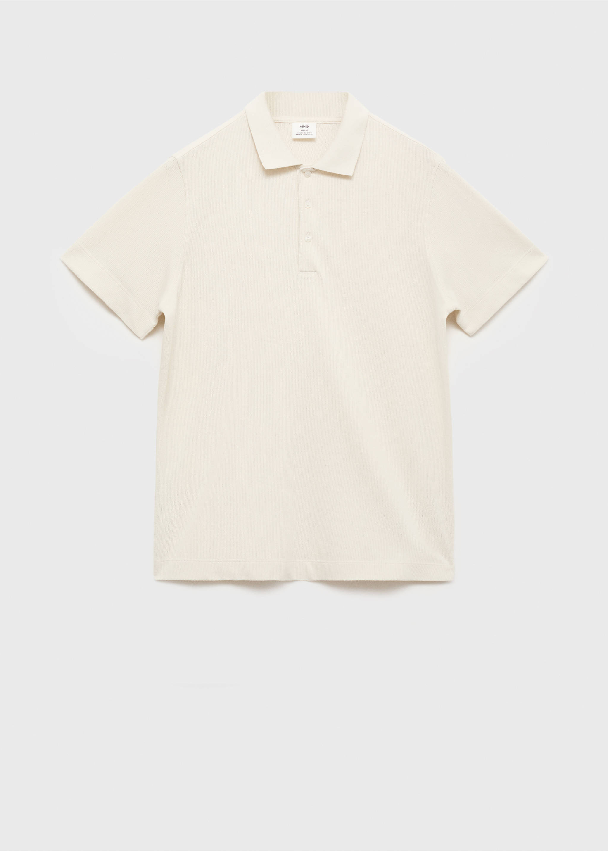 Fine rib-knit polo shirt - Article without model, Ivory White. Ref: 17031232-00.