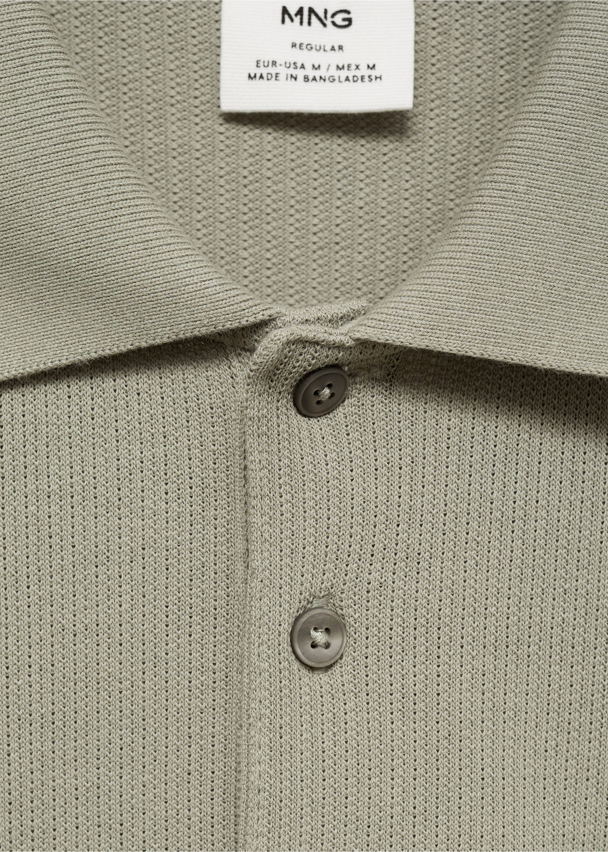 Fine rib-knit polo shirt - Details of the article 8, Mint Green. Ref: 17031232-00.