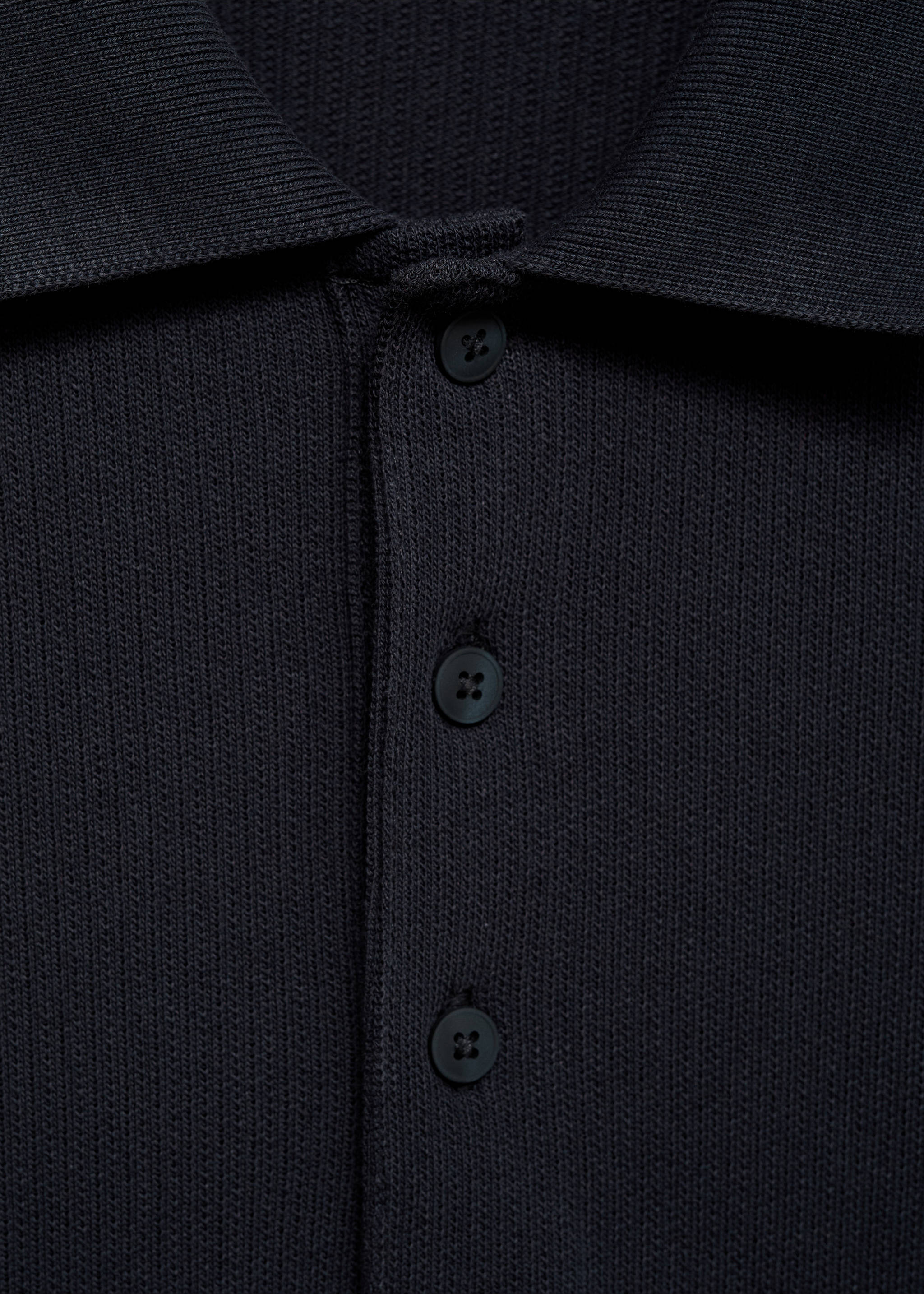 Fine rib-knit polo shirt - Details of the article 8, Navy. Ref: 17031232-00.