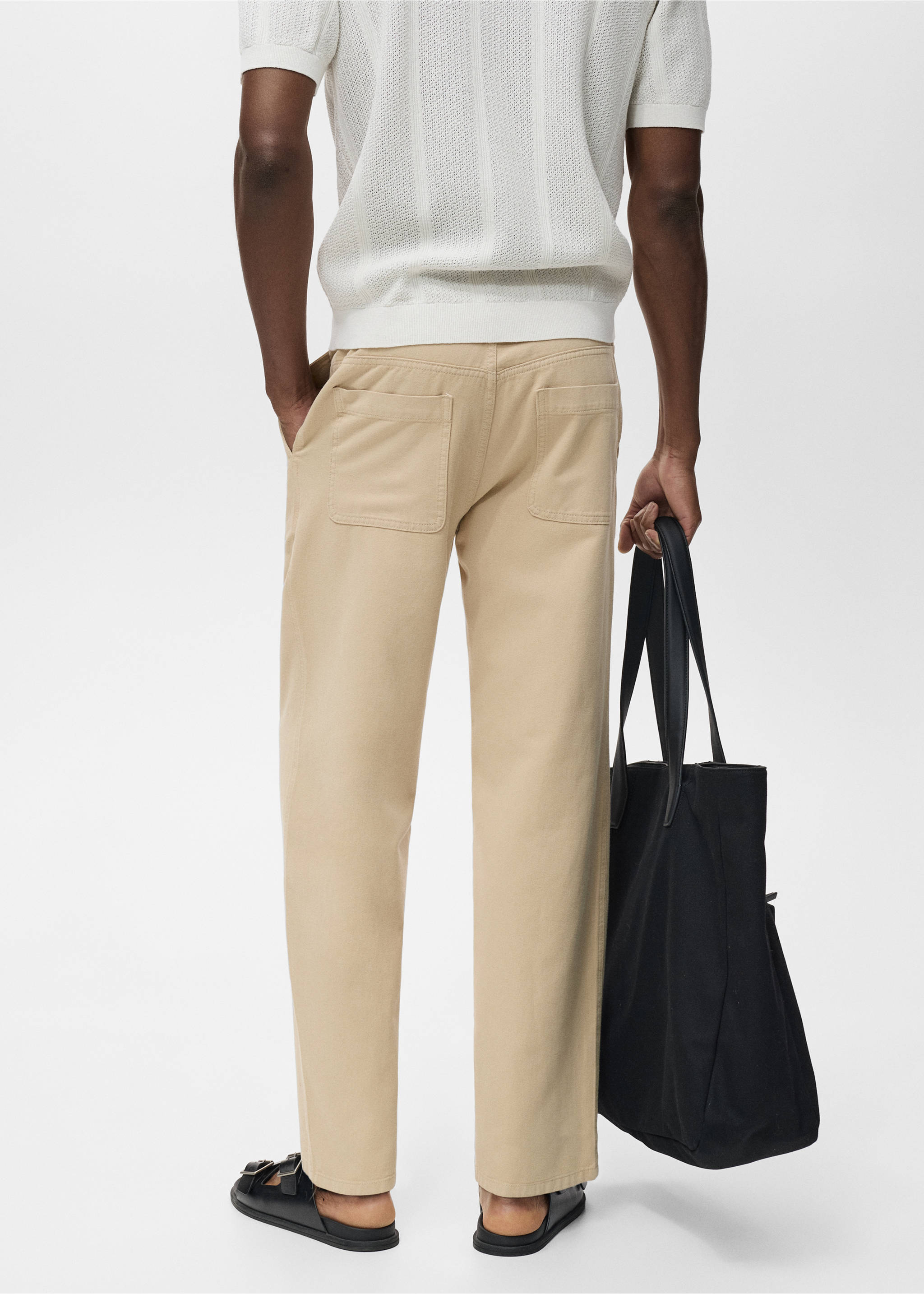 Regular-fit jeans made from a cotton-linen blend - Reverse of the article, Beige. Ref: 17031233-00.