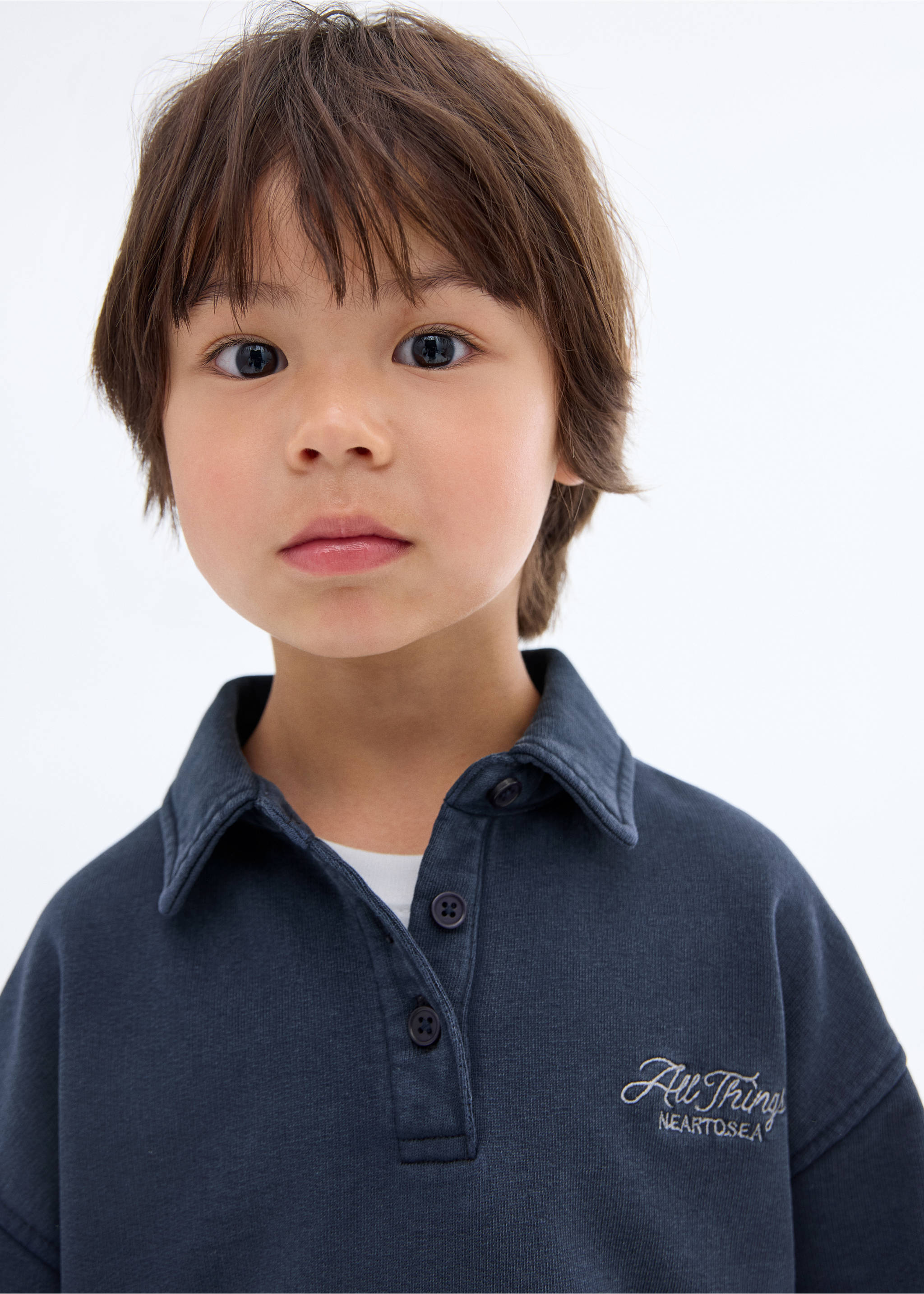 Polo-neck sweatshirt - Details of the article 1, Dark Navy. Ref: 17031234-00.