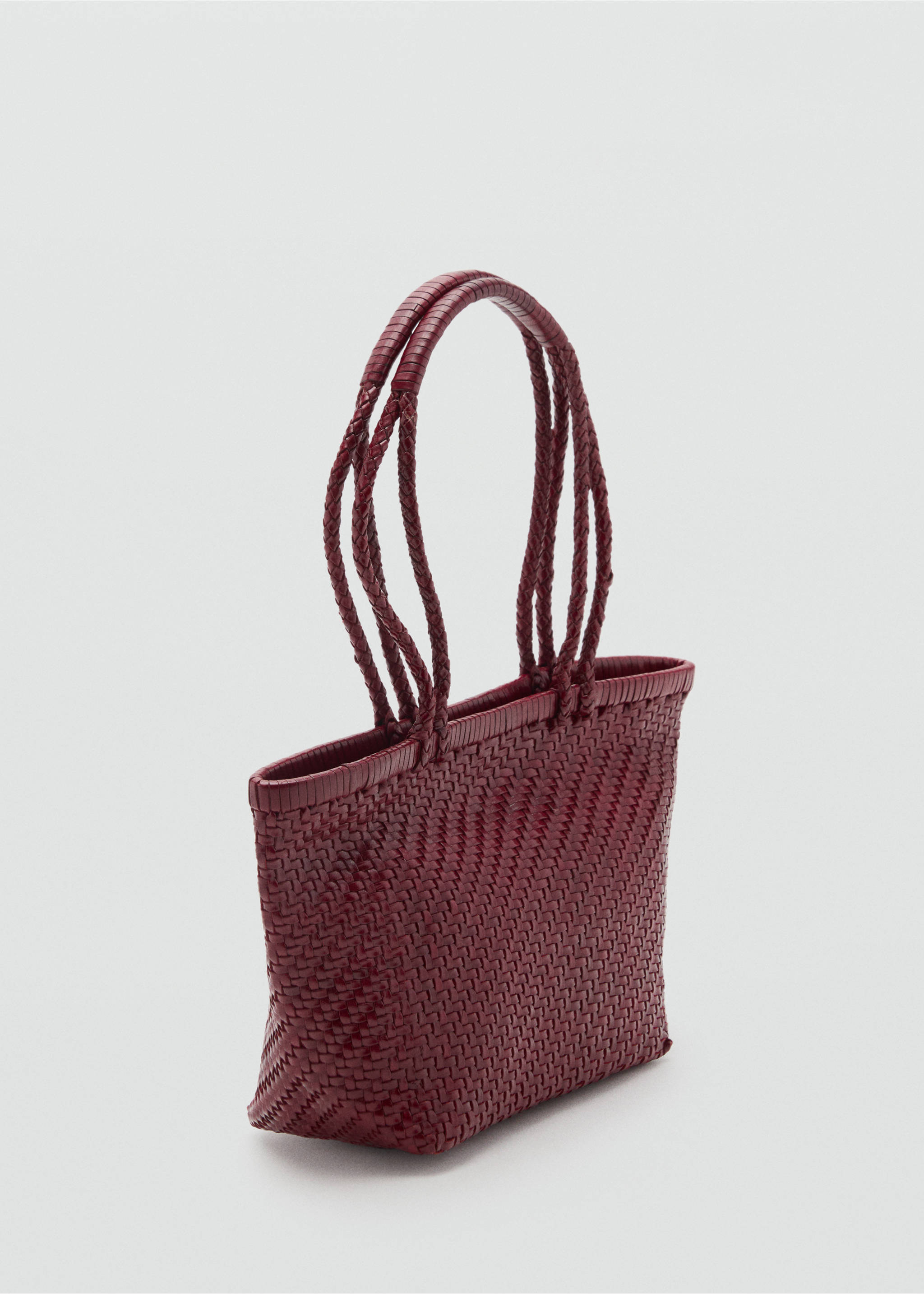 Medium braided leather bag - Medium plane, Burgundy. Ref: 17031236-00.