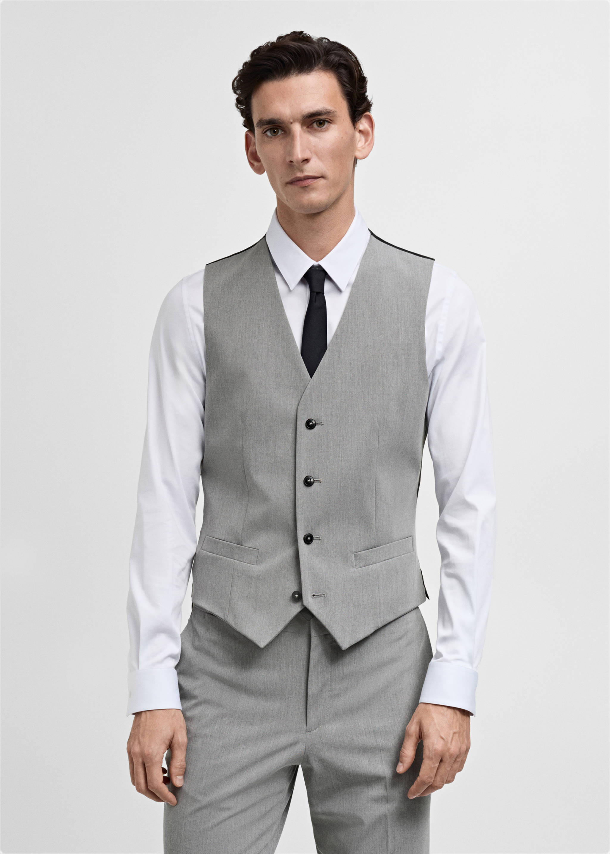 Paris super slim-fit suit waistcoat - Medium plane