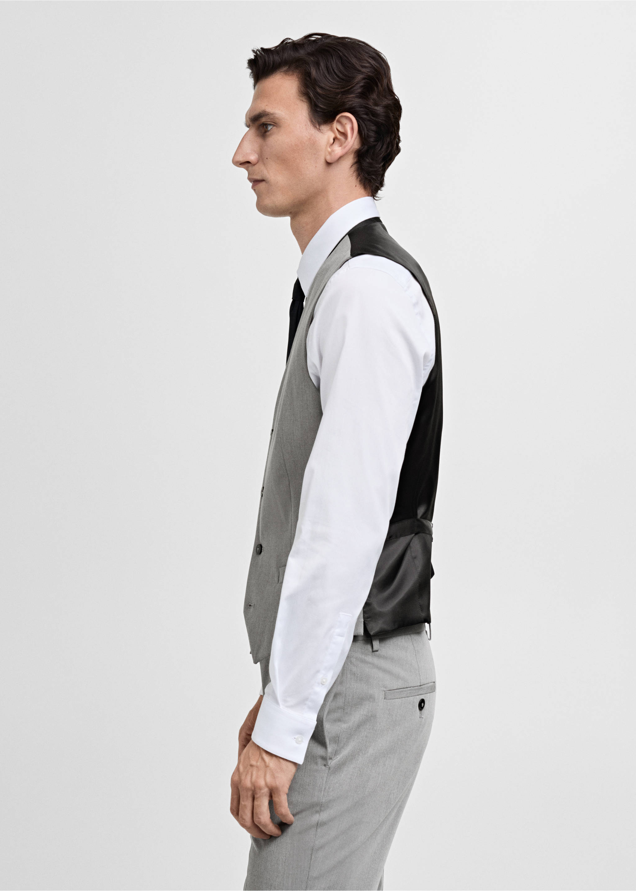 Paris super slim-fit suit waistcoat - Details of the article 2, Grey. Ref: 17031237-00.