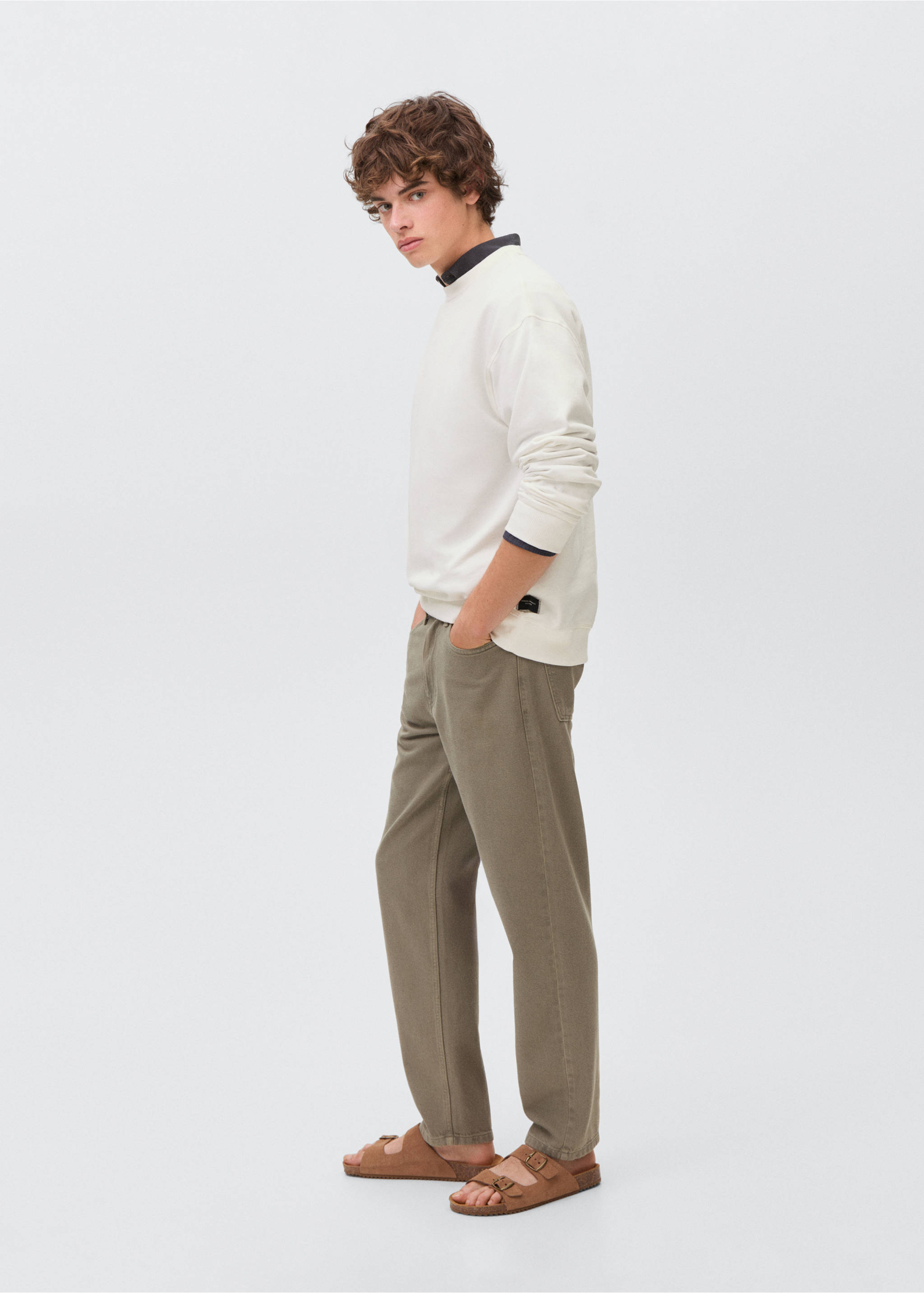 Basic cotton sweater - Medium plane, Off White. Ref: 17031238-00.