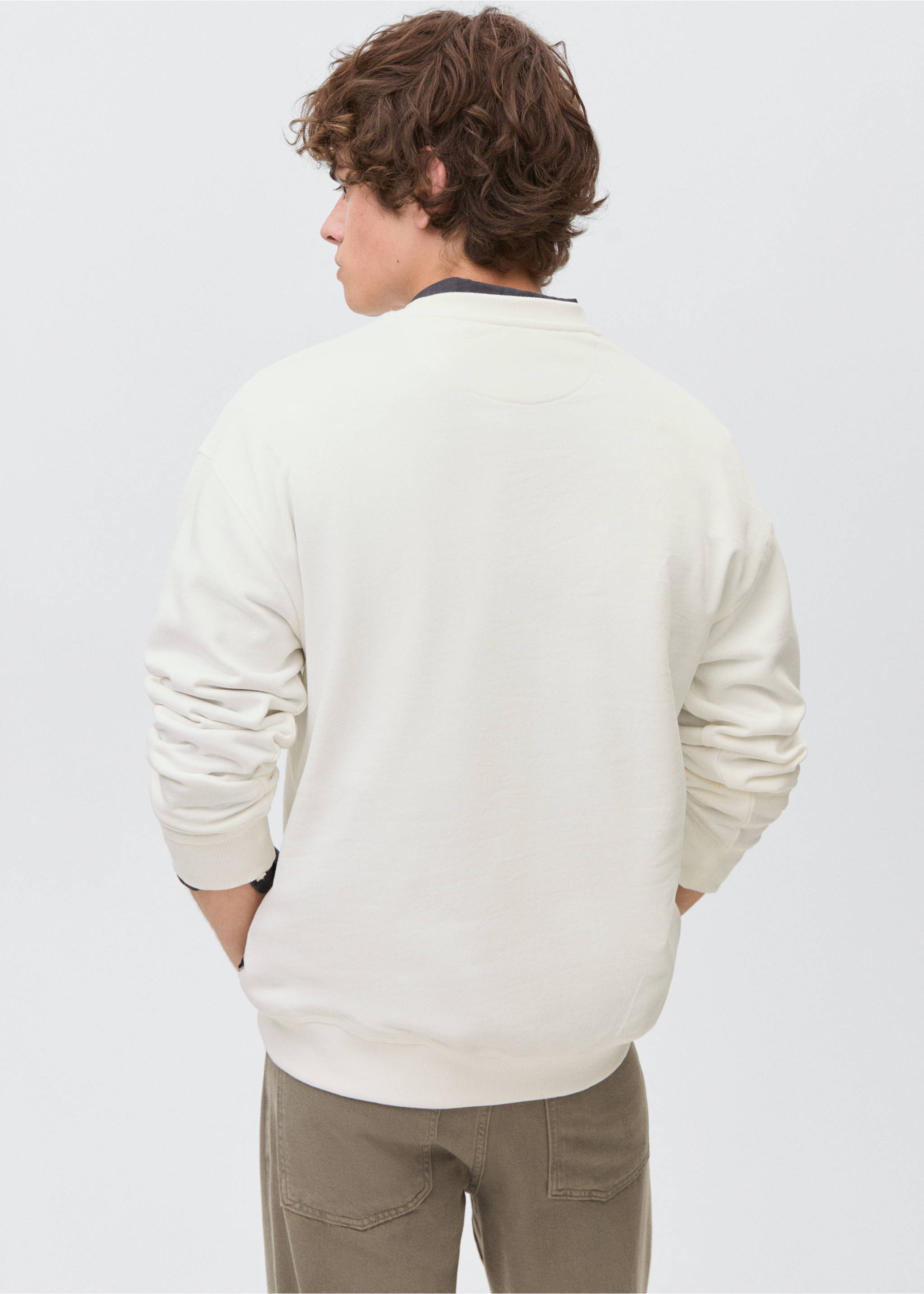 Basic cotton sweater - Reverse of the article, Off White. Ref: 17031238-00.
