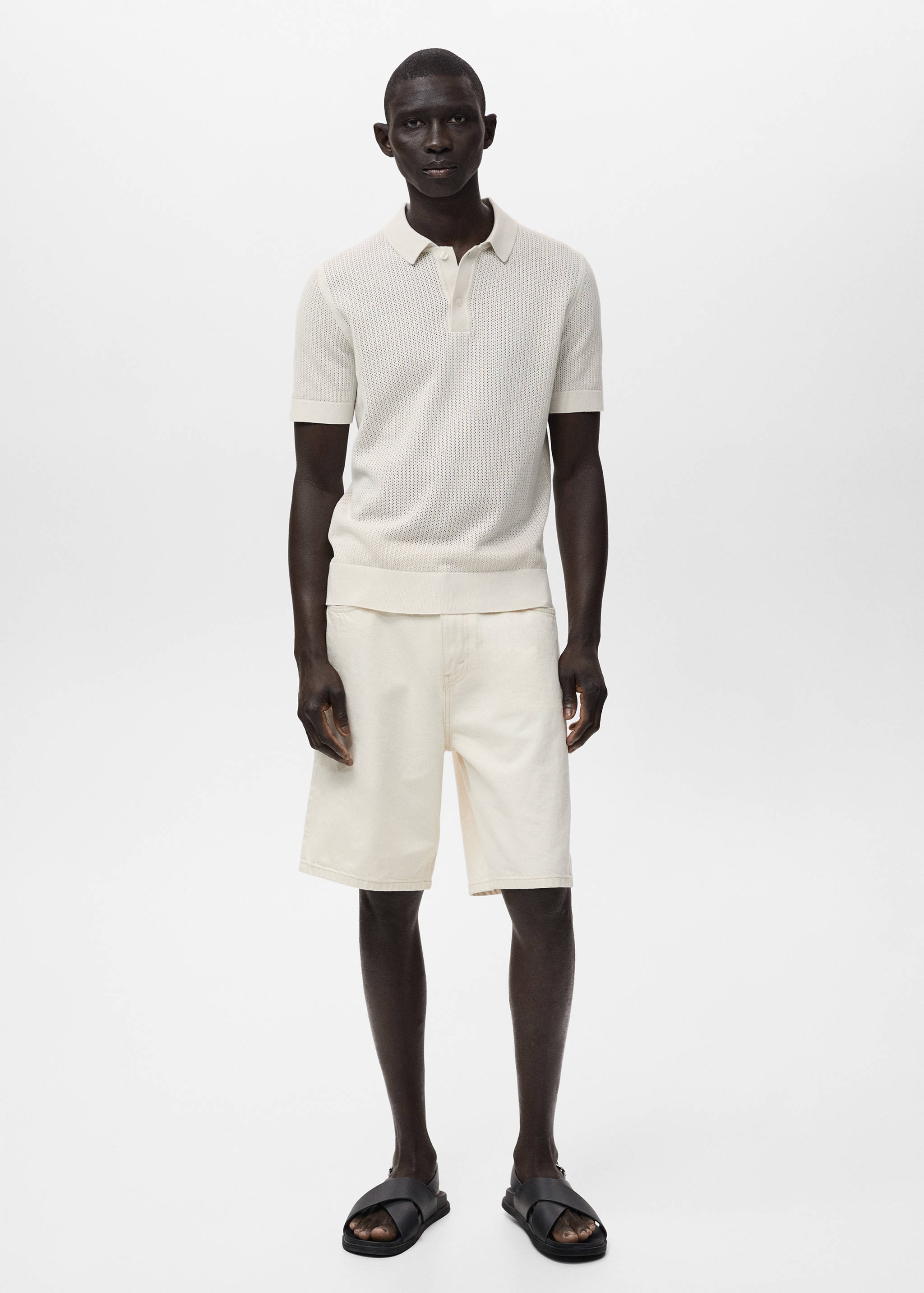 Polo maille ajourée coton - Plan général