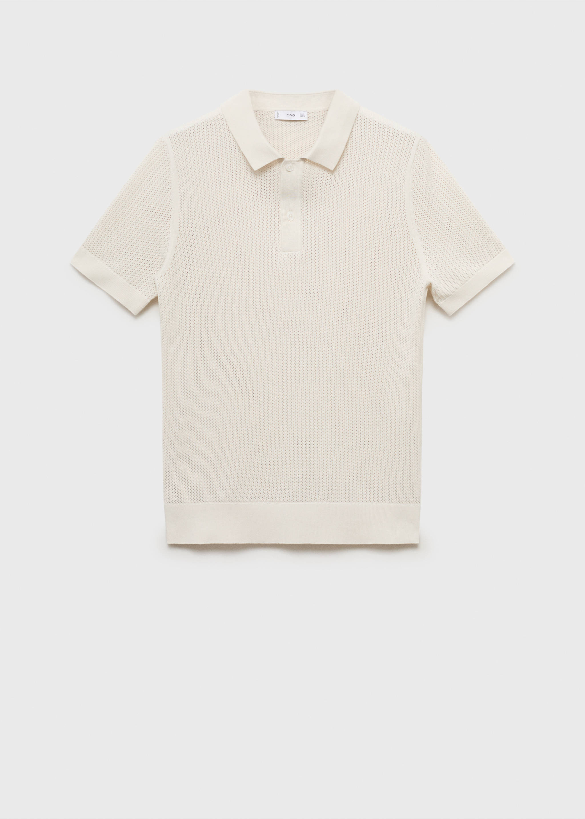Polo maille ajourée coton - Article sans modèle, Blanc cassé. Ref: 17031244-00.