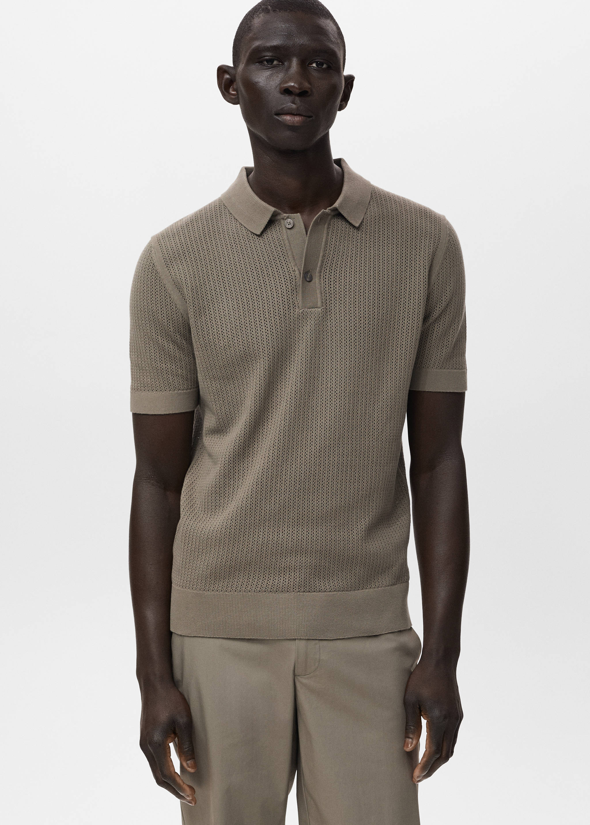 Polo maille ajourée coton - Plan moyen