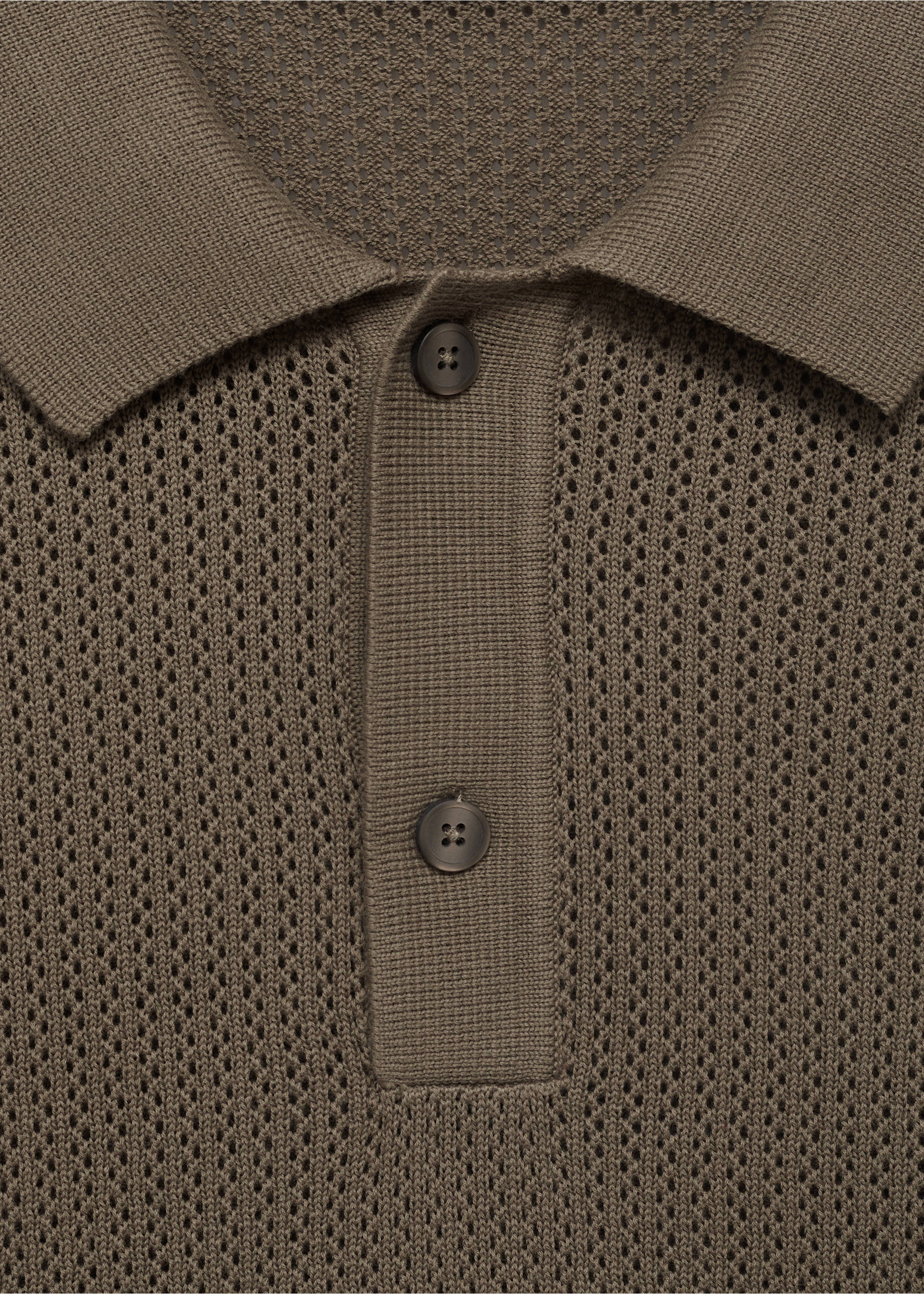 Polo maille ajourée coton - Détail de l'article 8, Vert foncé. Ref: 17031244-00.