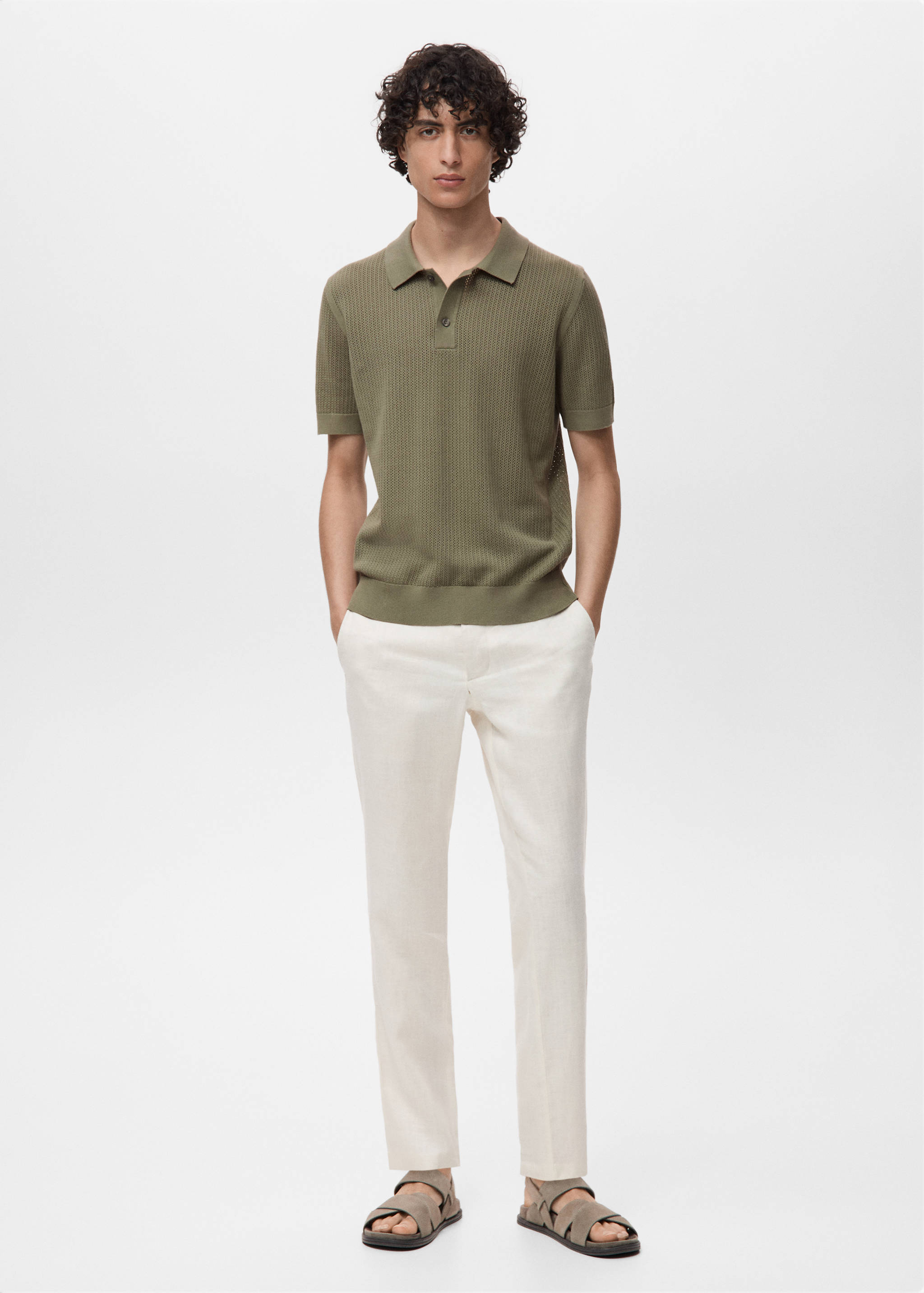 Polo maille ajourée coton - Plan général
