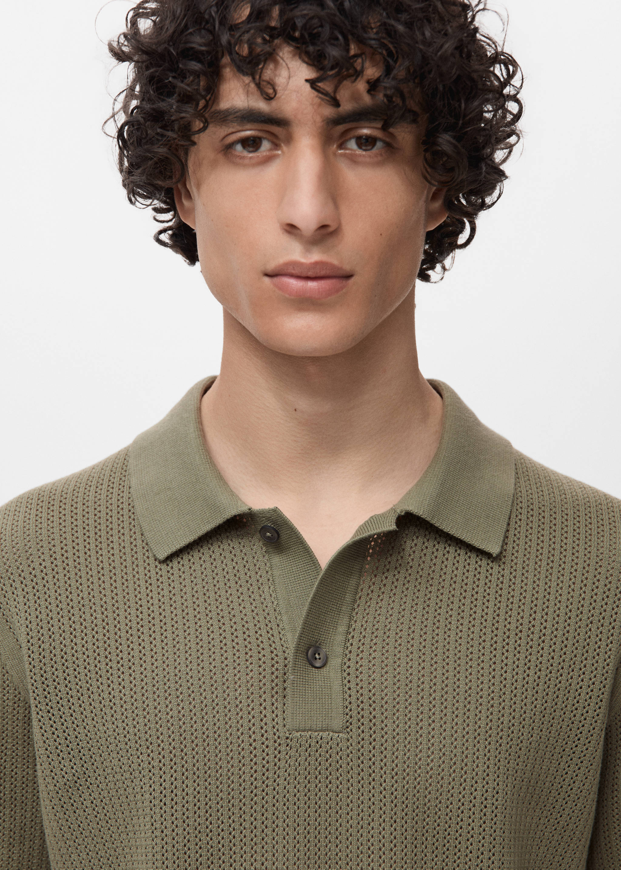 Polo maille ajourée coton - Détail de l'article 1