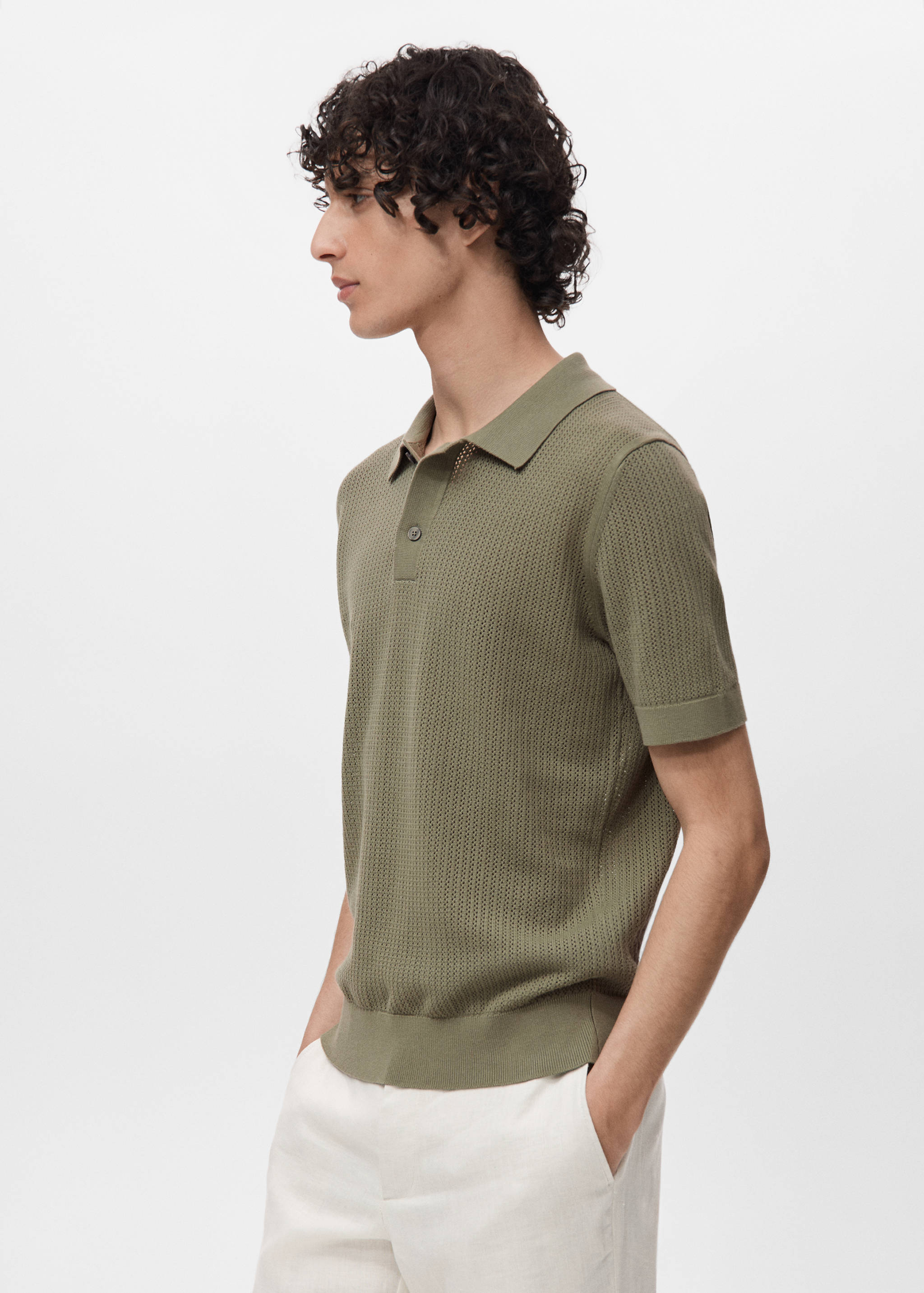 Polo maille ajourée coton - Détail de l'article 2