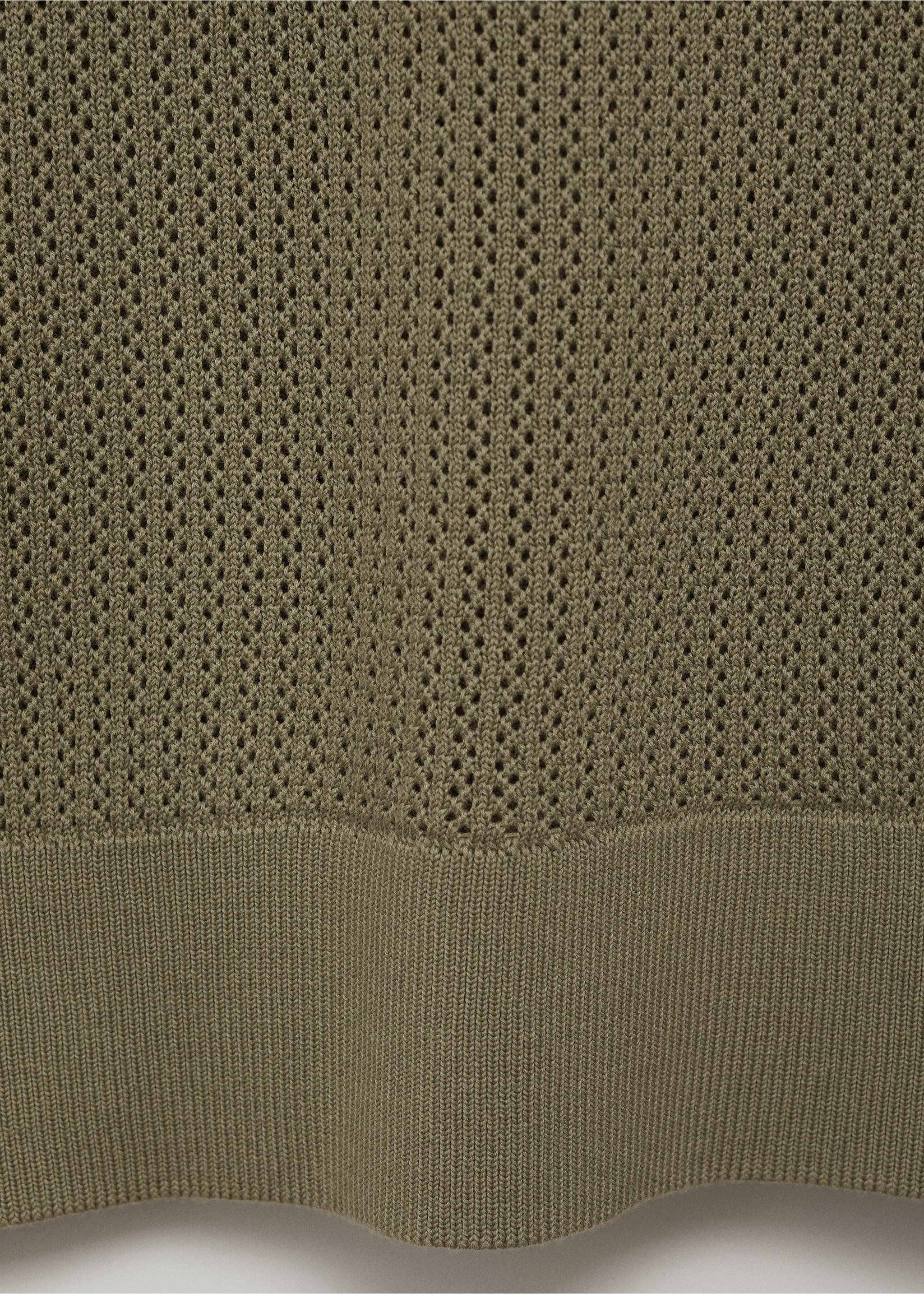 Openwork knitted cotton polo shirt - Details of the article 0, Green. Ref: 17031244-00.
