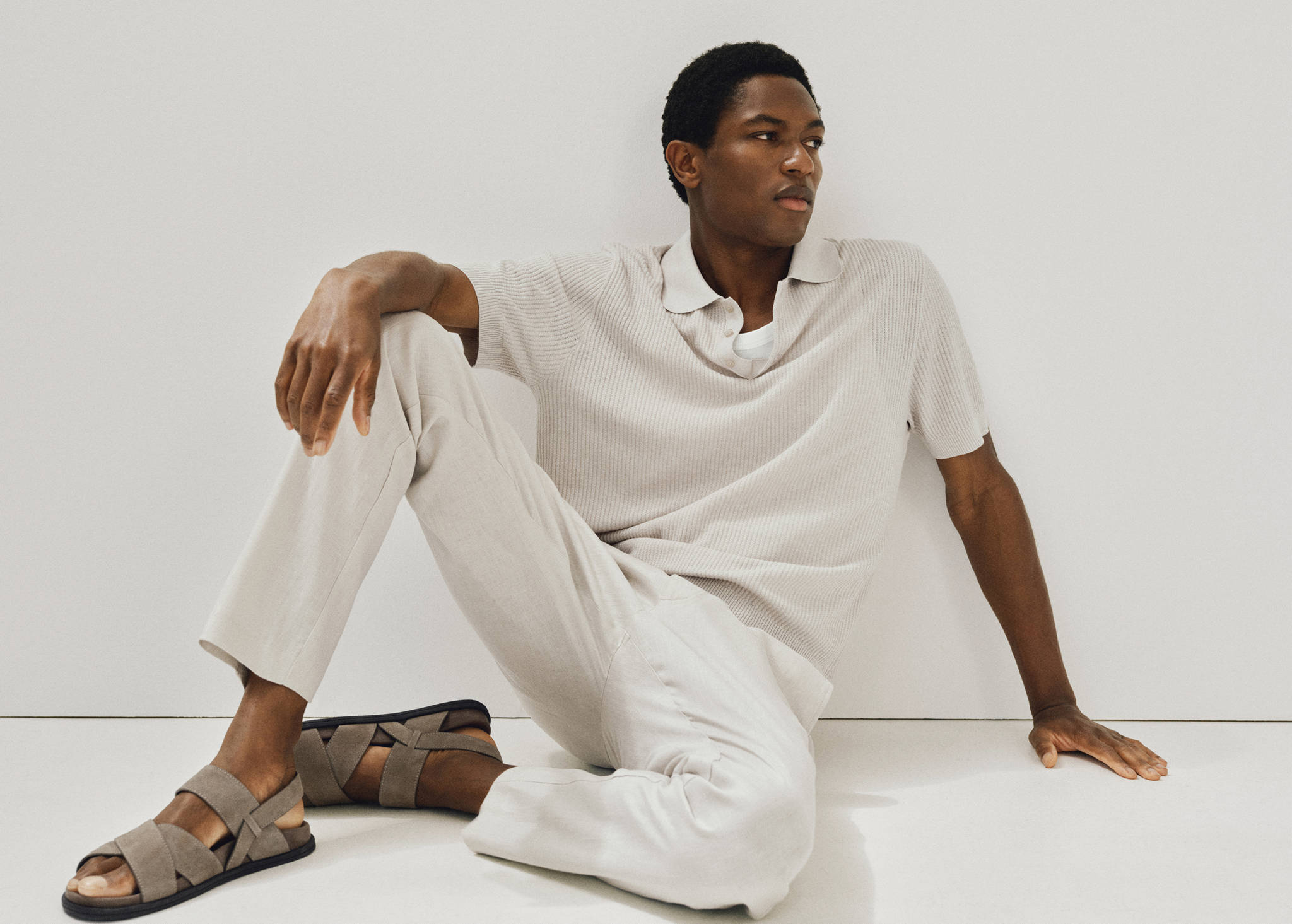 Ribbed knit polo shirt - Panoramic plane