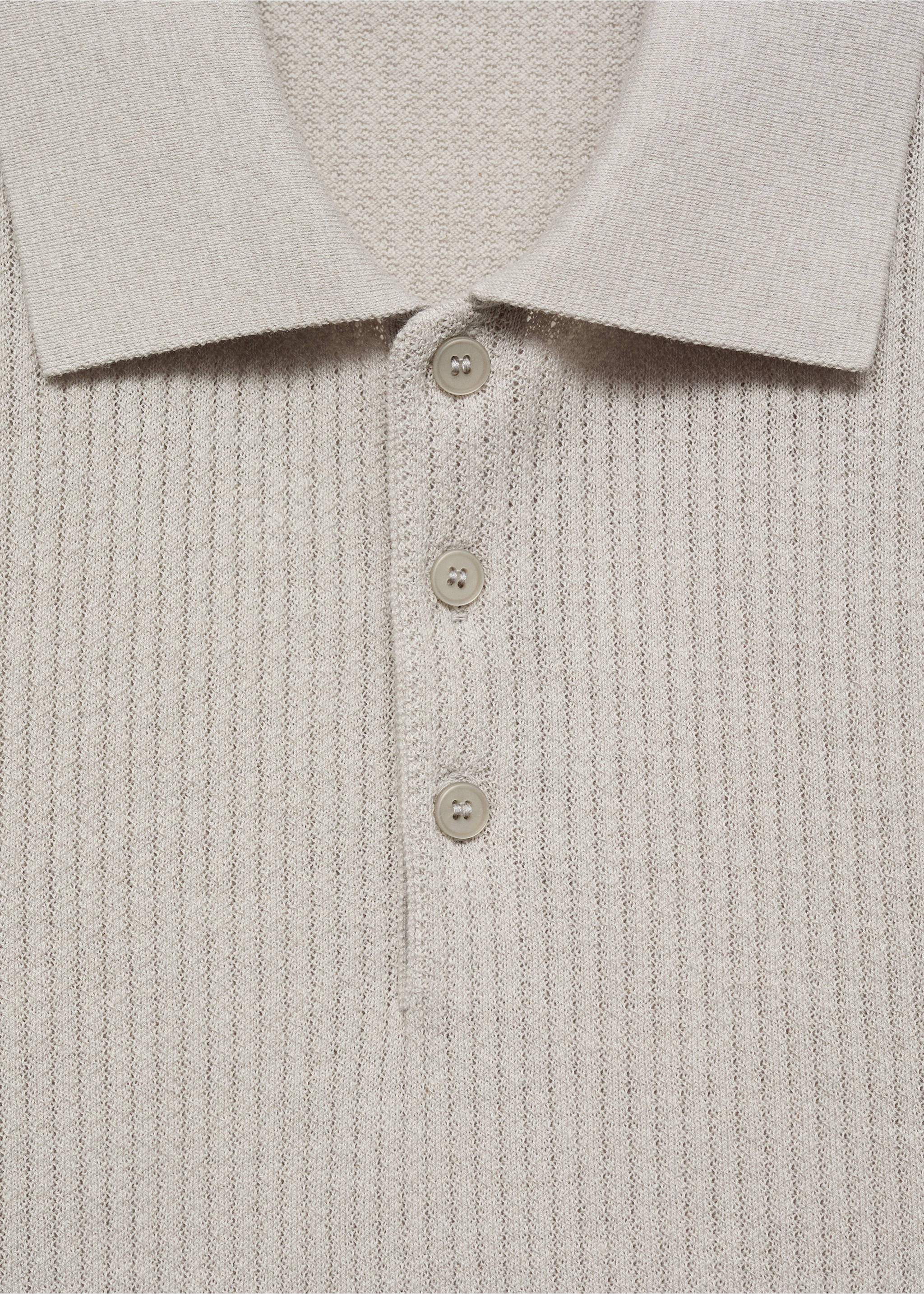 Polo maille côtelée - Détail de l'article 8, Gris glacé. Ref: 17031246-00.