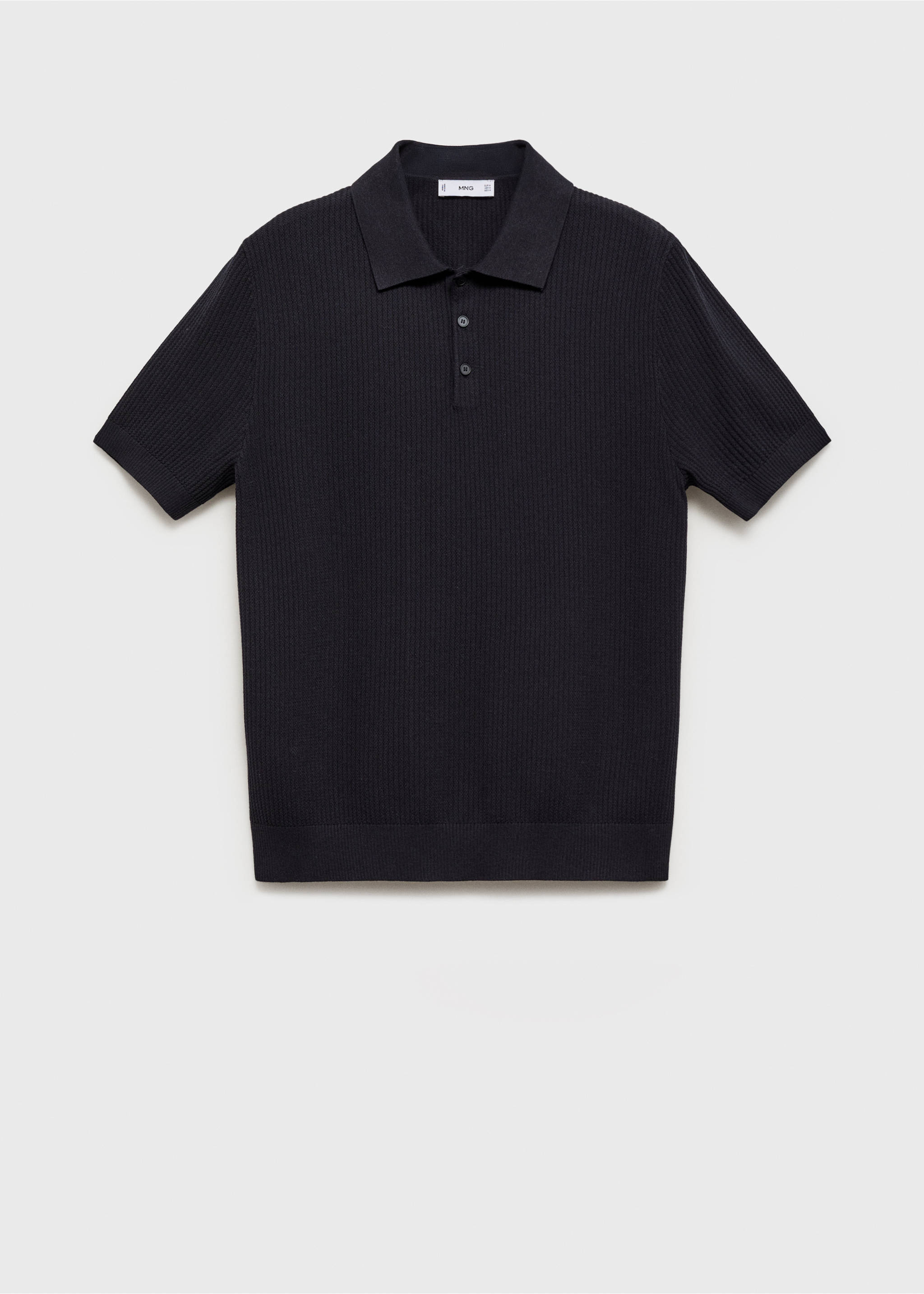Polo maille côtelée - Article sans modèle, Bleu marine. Ref: 17031246-00.