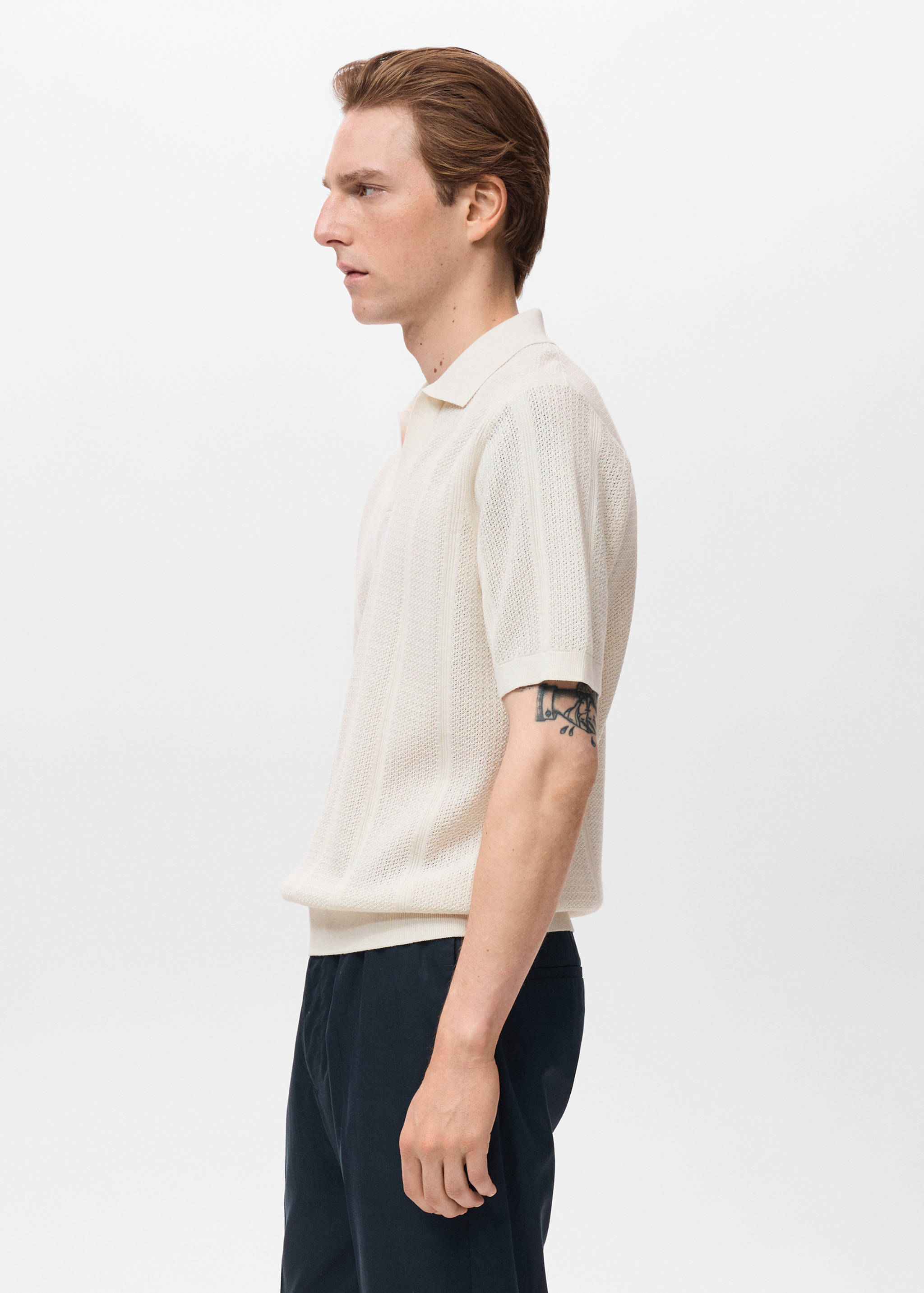 Baumwoll-Poloshirt mit Lochmuster - Detail des Artikels 2