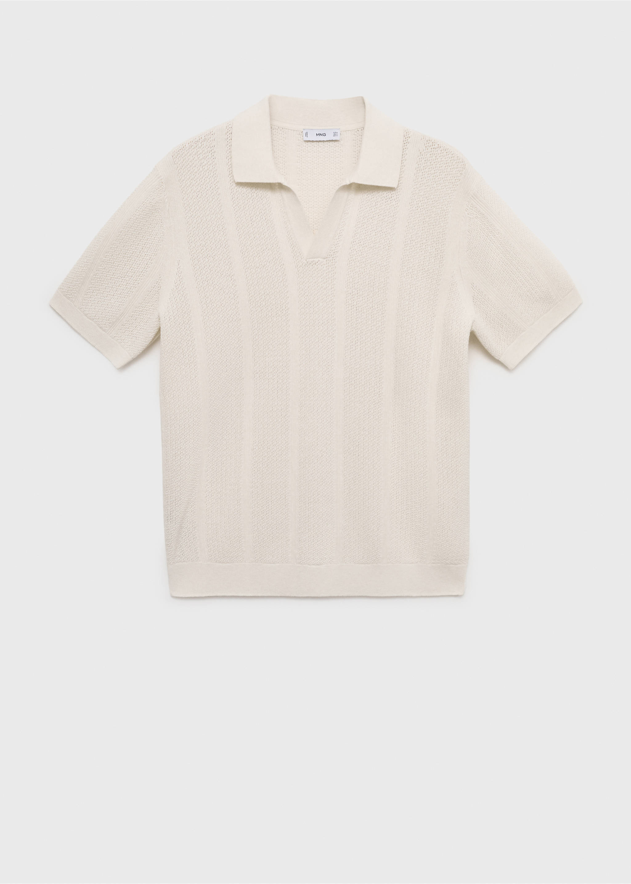 Baumwoll-Poloshirt mit Lochmuster - Artikel ohne Model, Elfenbeinweiß. Ref: 17031247-00.