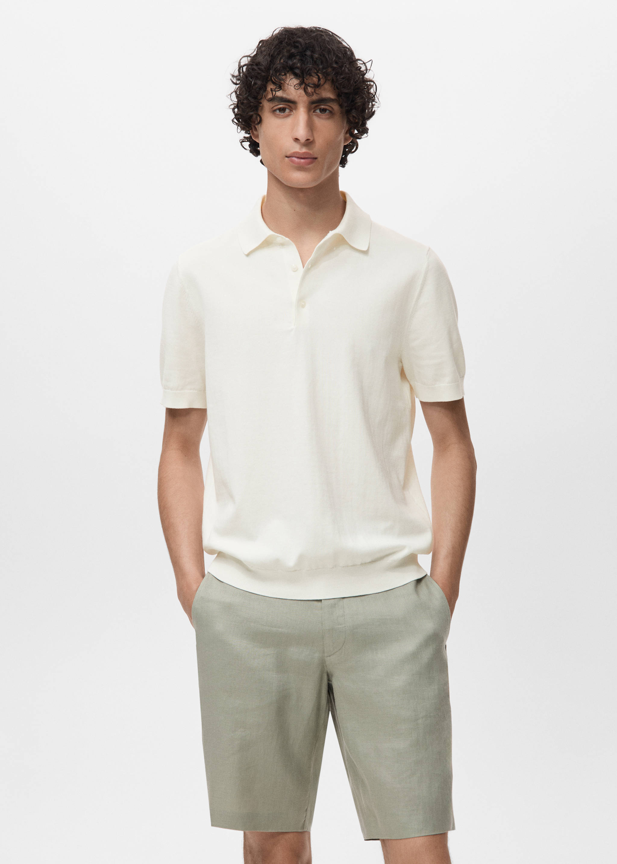 100% cotton fine-knit polo shirt - Medium plane