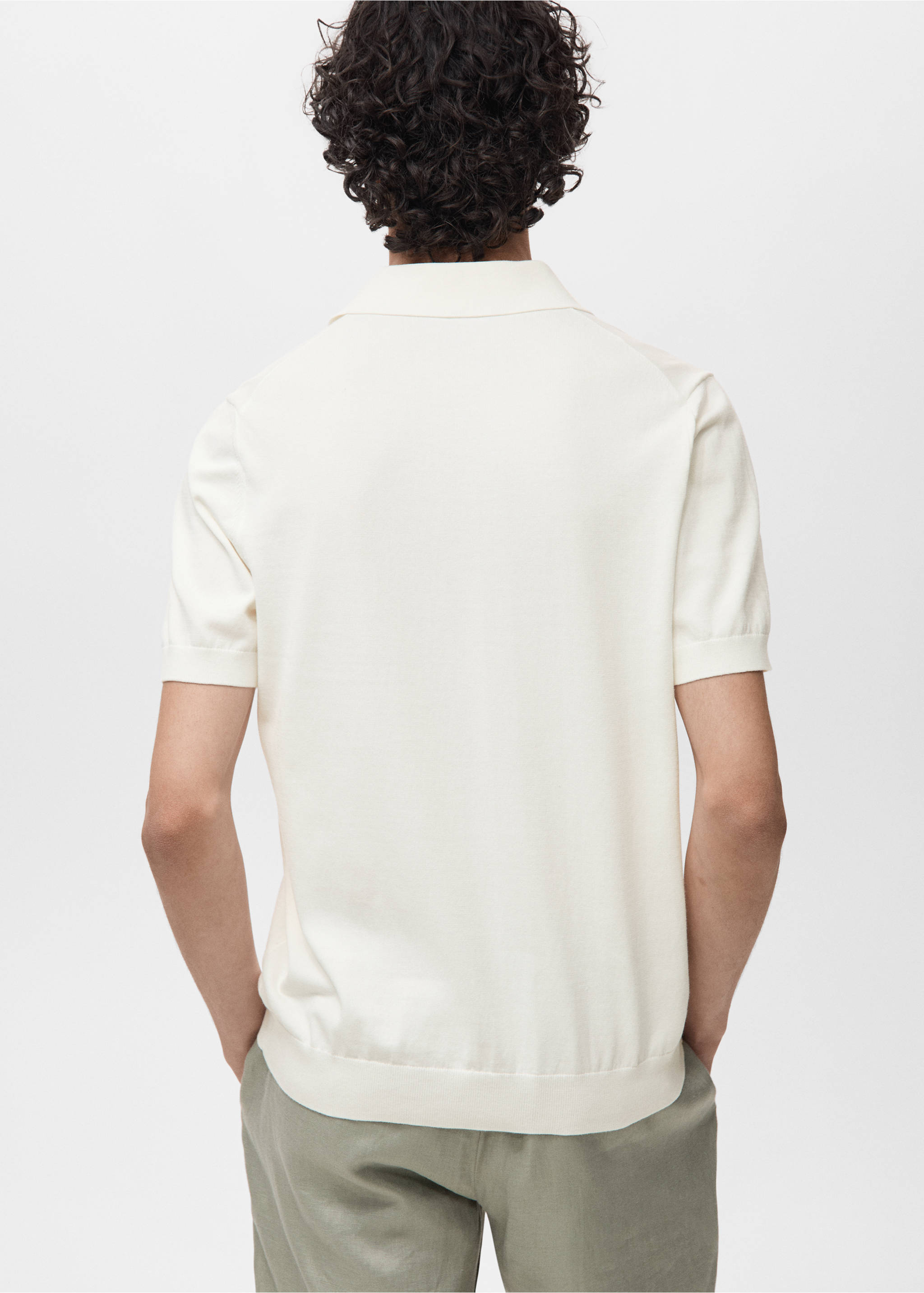 100% cotton fine-knit polo shirt - Reverse of the article, Off White. Ref: 17031248-00.